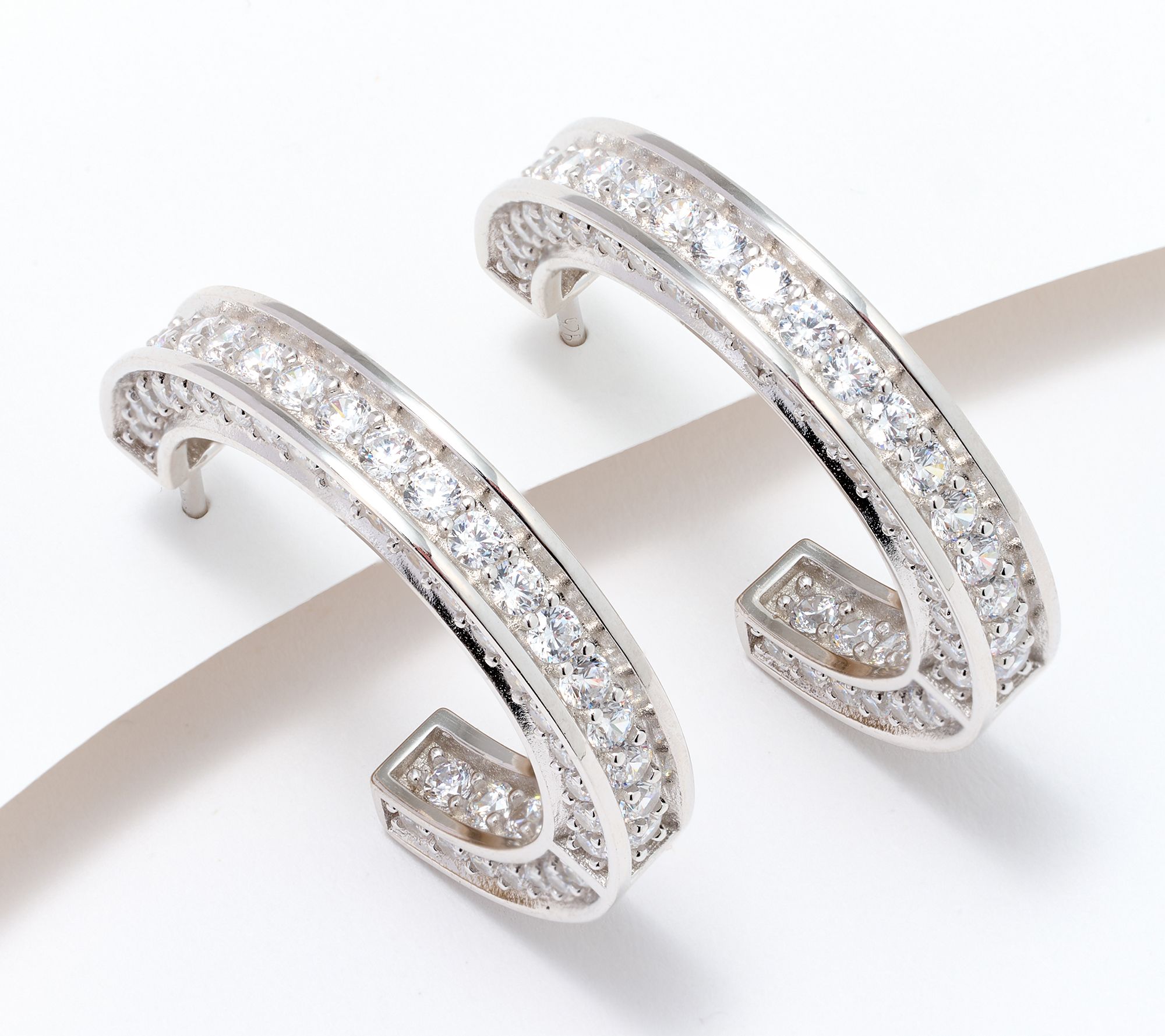 "As Is" Diamonique Italia Square Tube Hoop Earrings, Sterl