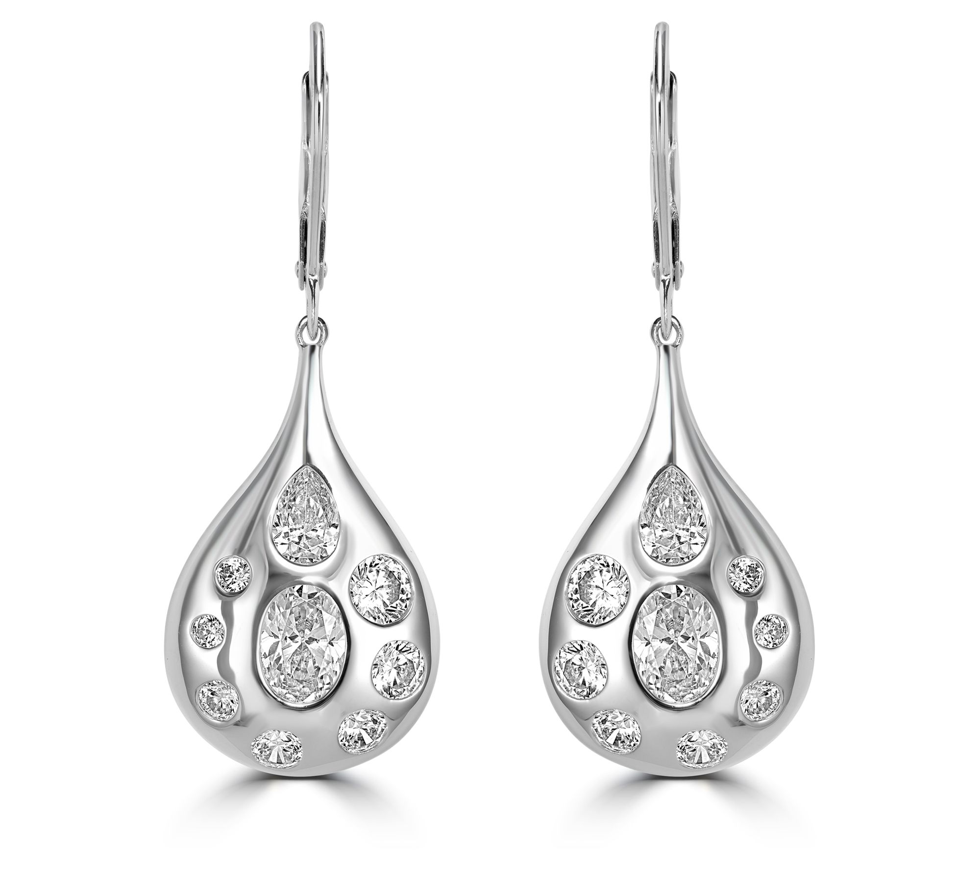 Diamonique x Kathy Levine Pear Shaped Earrings, Sterling