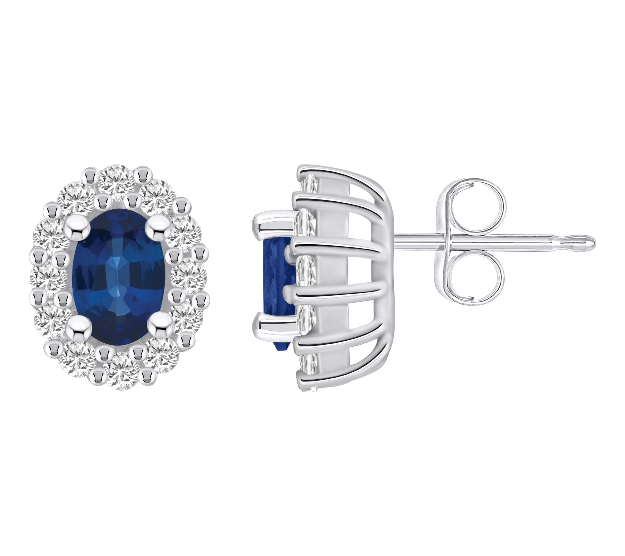 Affinity Gems Oval Gemstone & Diamond Button Earrings, 14K