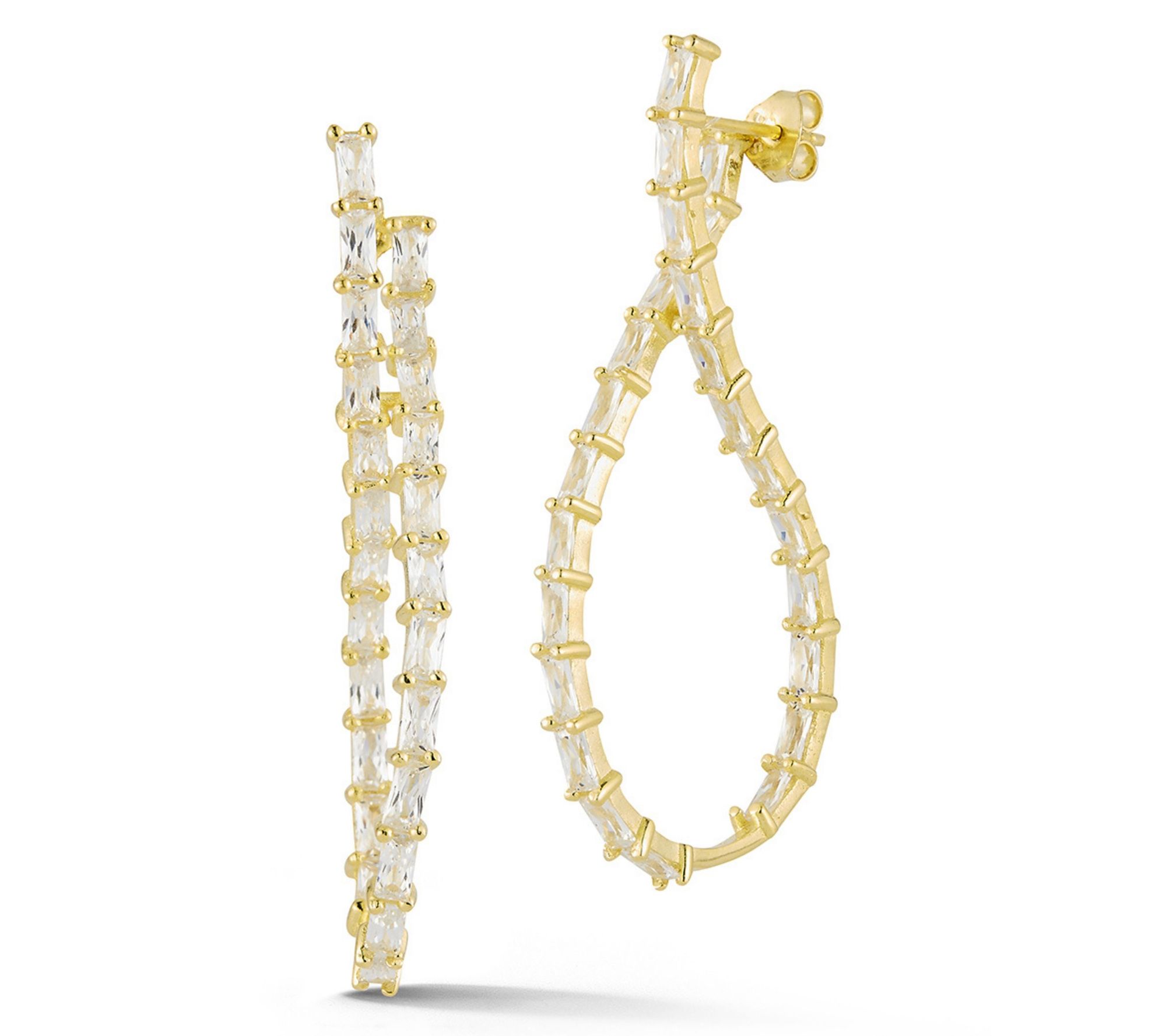 Sterlina Silver Baguette Hoop Earrings, Sterling