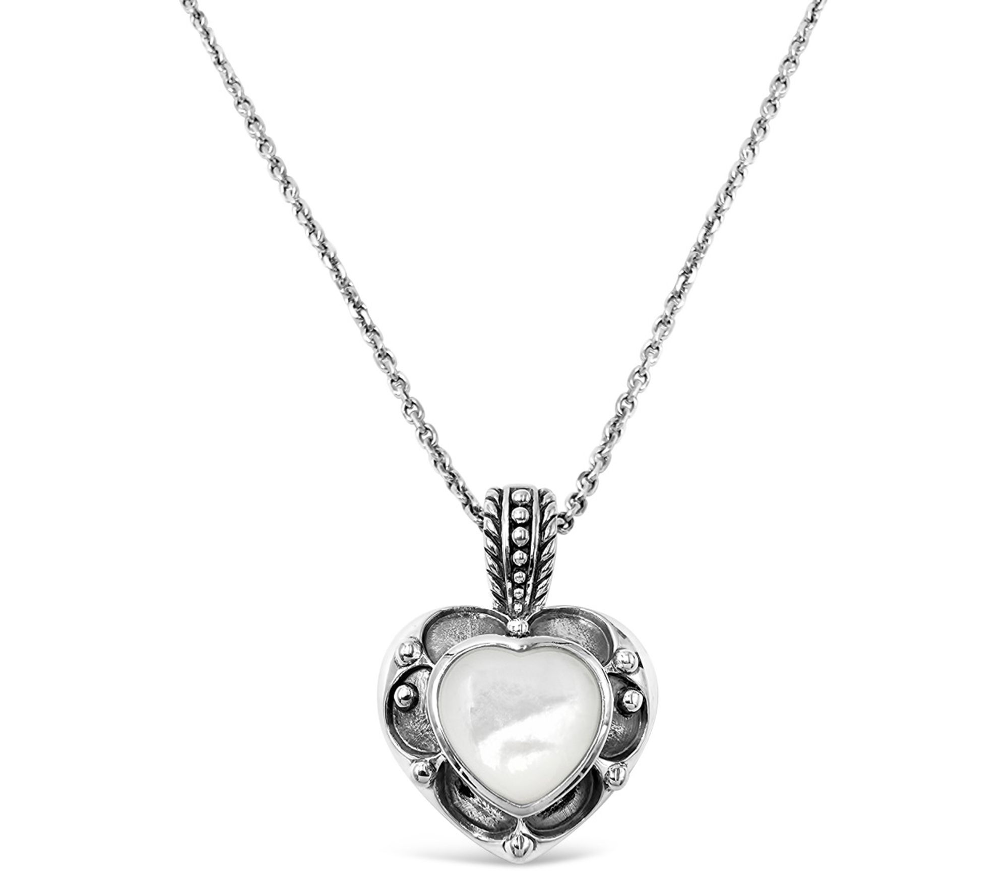 Elyse Ryan Sterling Mother of Pearl Heart Pendant w/ Chain