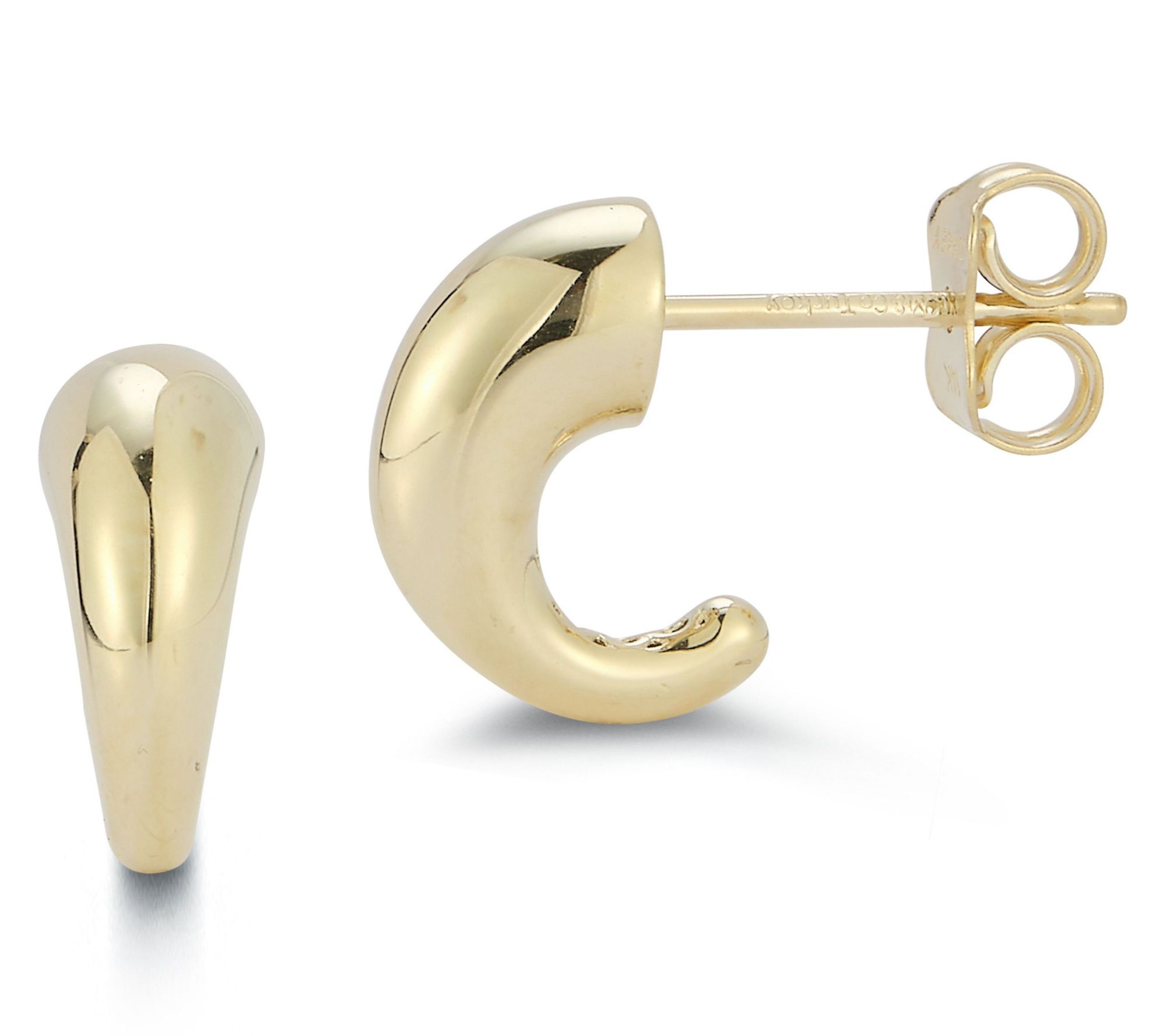 Luminosa Gold Rounded Graduated J-Hoop Earrings, 14K