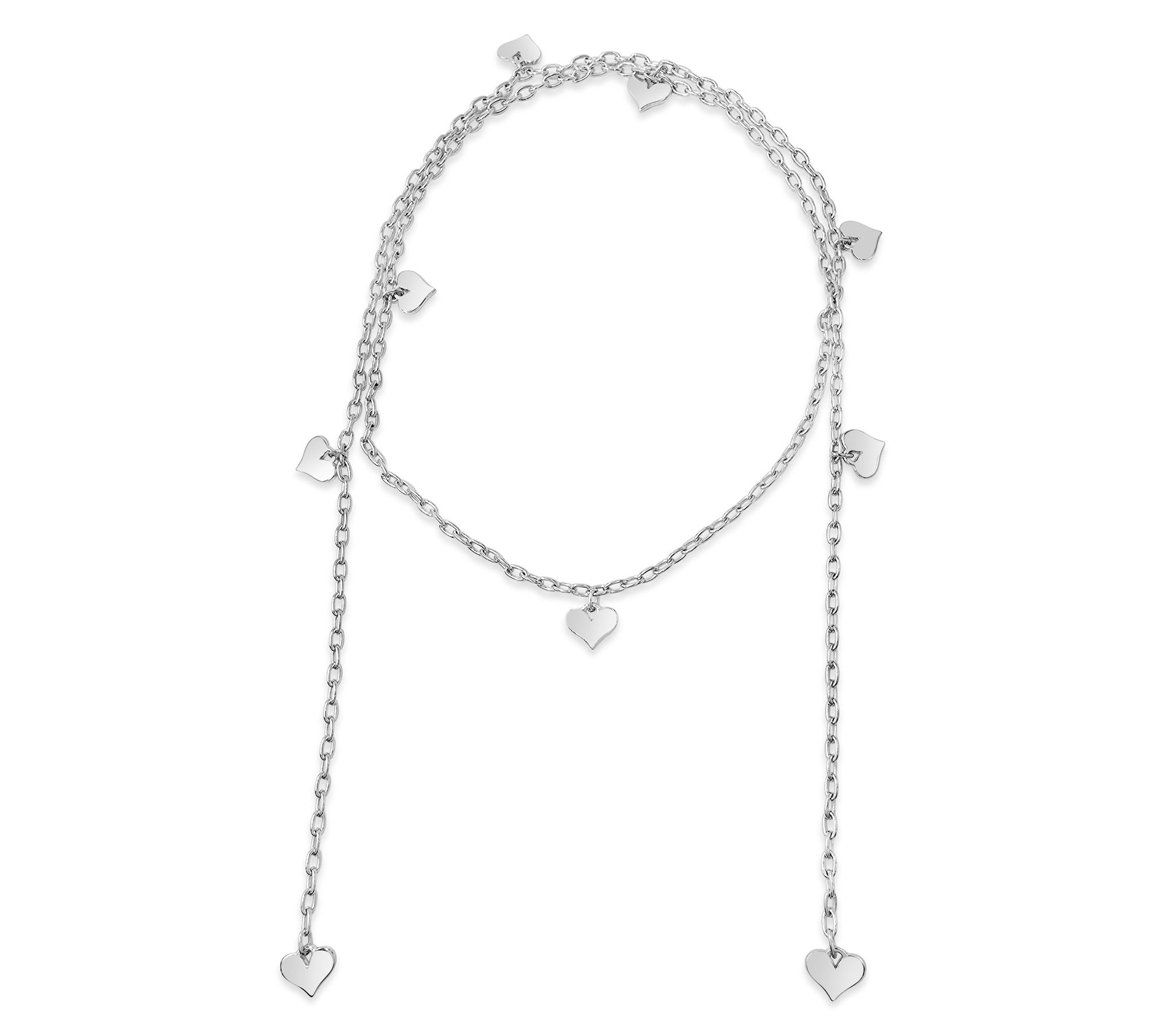 Margo Manhattan Sterling Silver Love Lariat 46"Necklace
