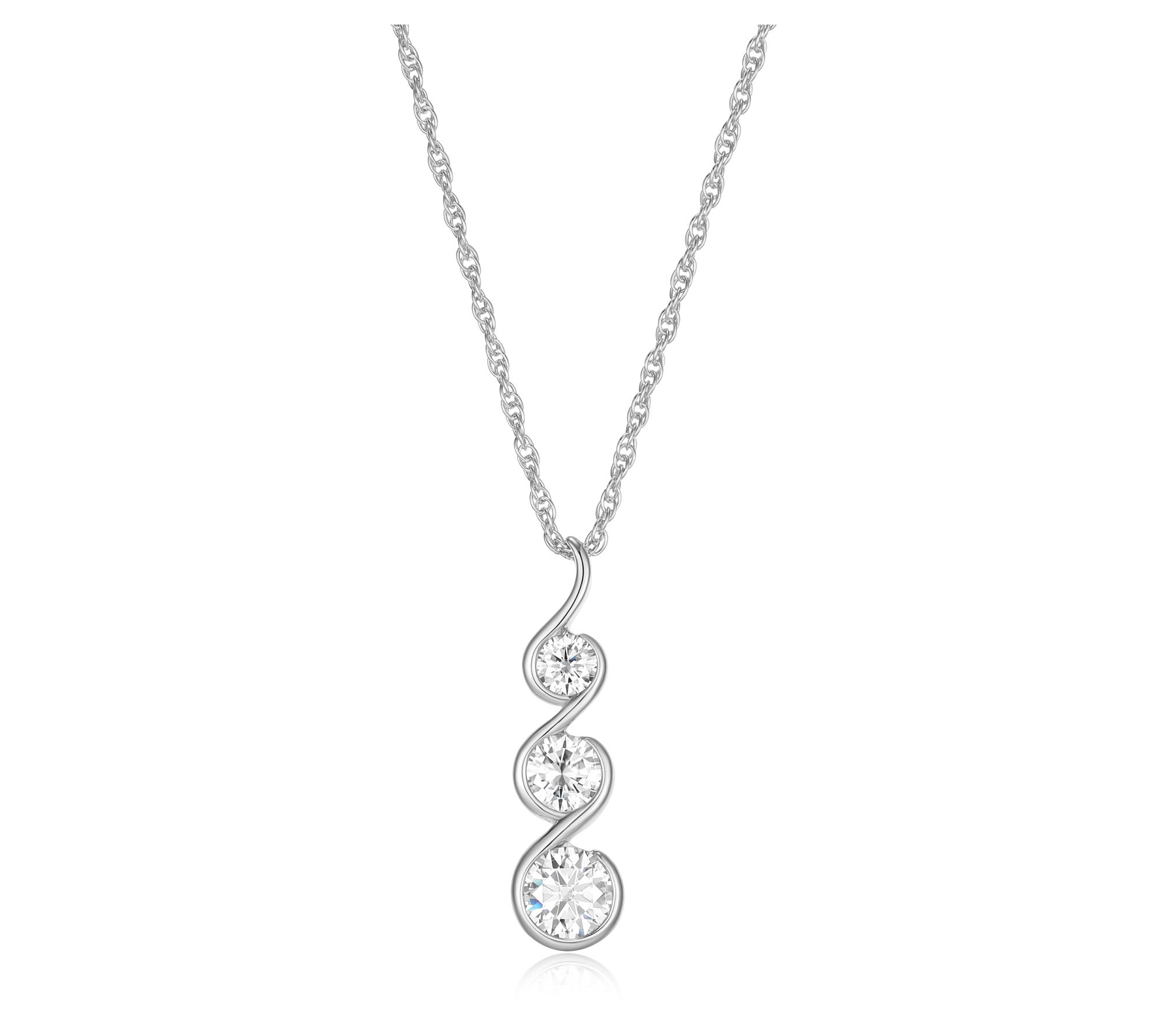 Sterling Silver 1.30 cttw Moissanite Pendant w/Chain