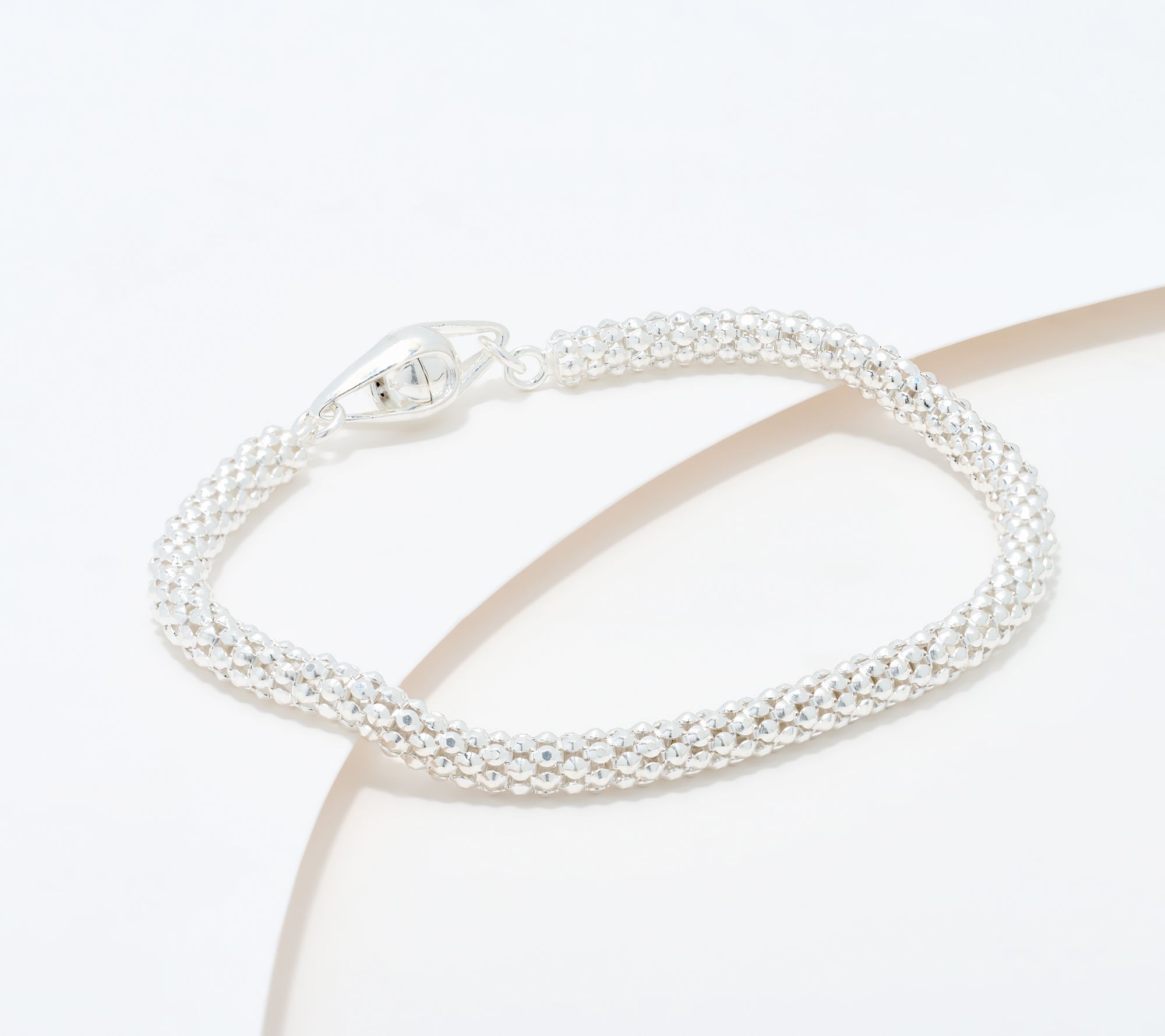 UltraFine 950 Silver Popcorn Chain Magnetic Clasp Bracelet