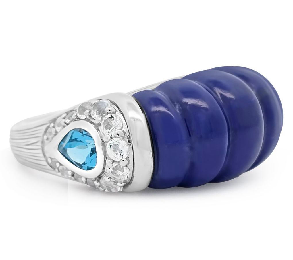 Ariva Stering Silver Lapis & Topaz Chatham Ring