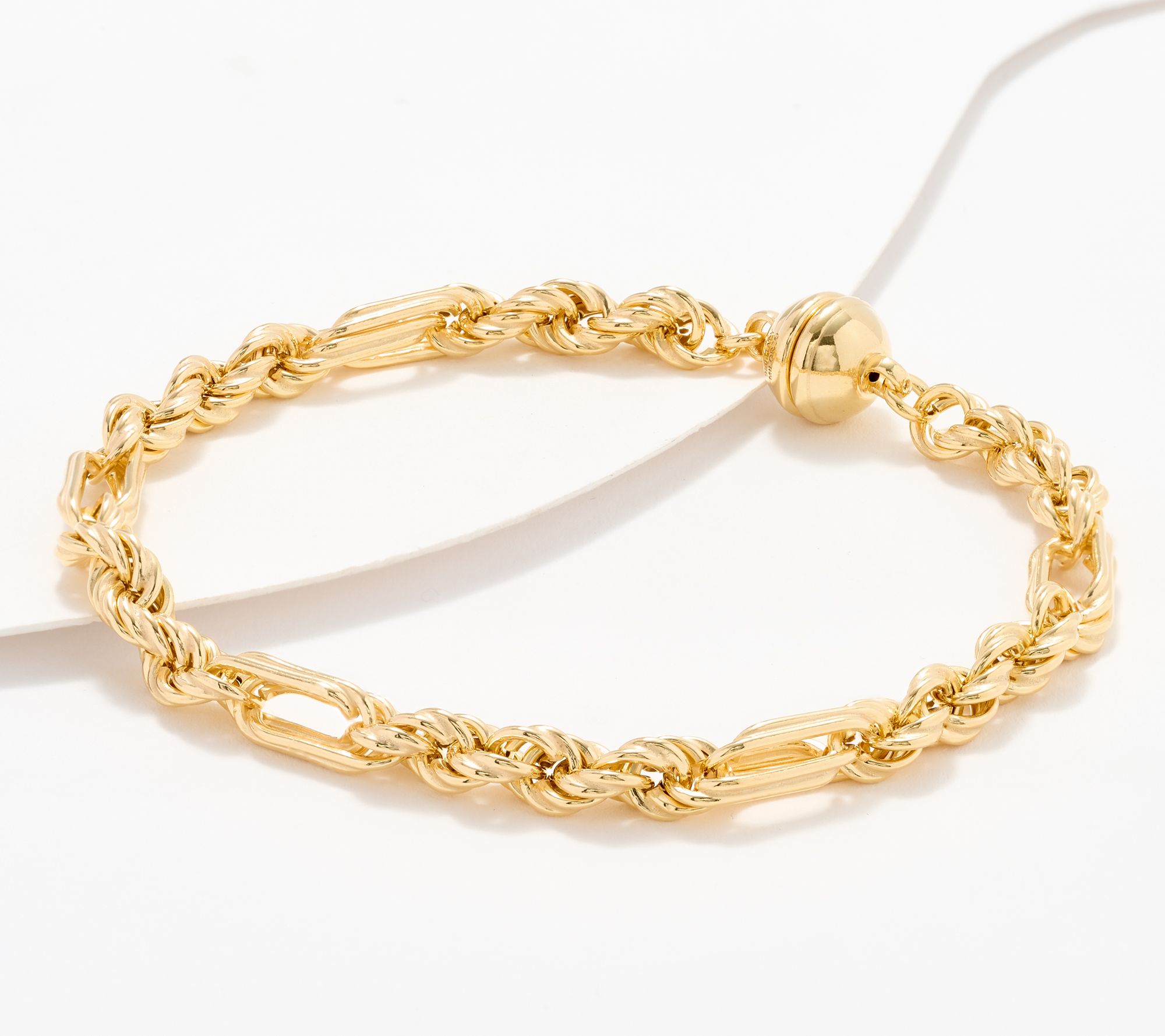 UltraFine 950 Silver Figarope Chain Magnetic Clasp Bracelet