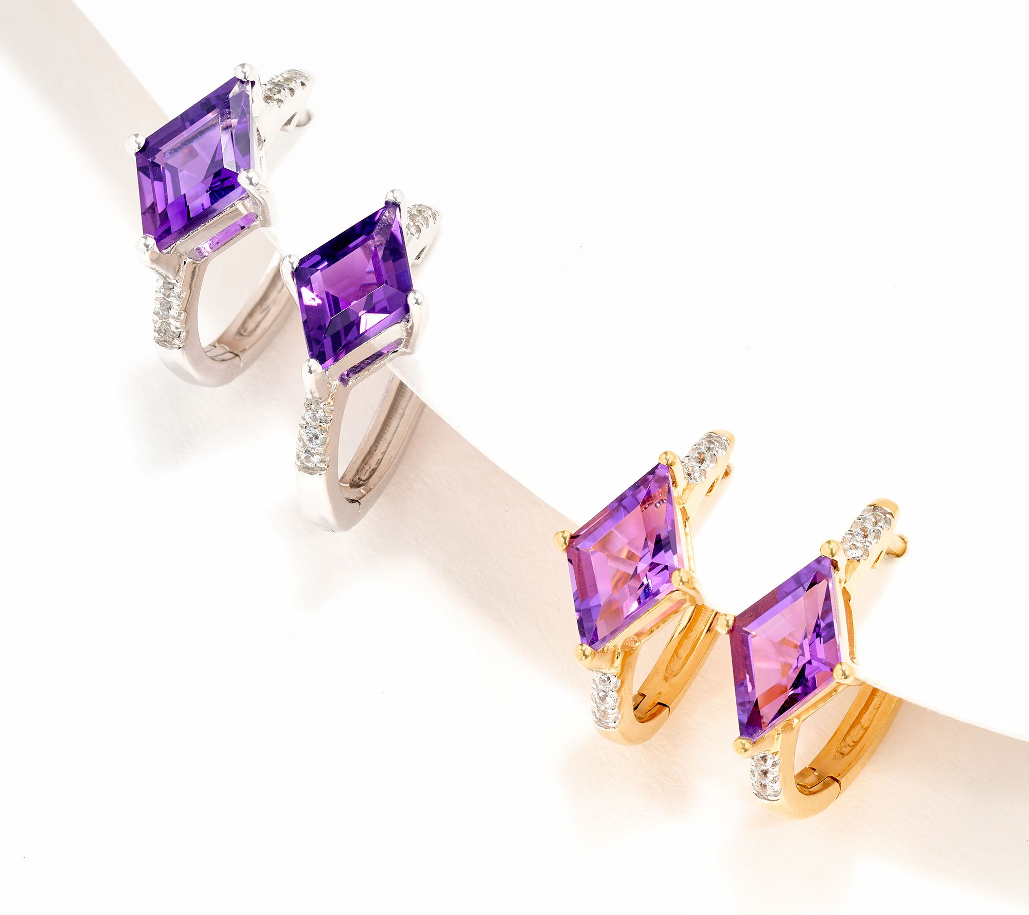 Affinity Gems Precious Gem White Zircon Kite Cut Earrings