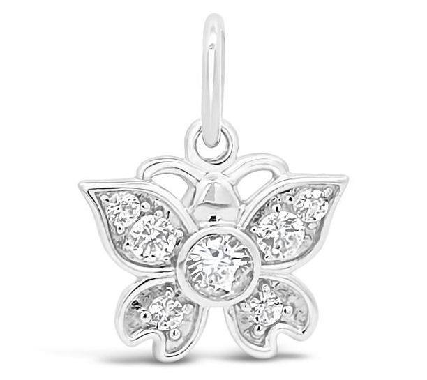 Goddaughters 14K Gold Clad White Topaz Butterfly Charm