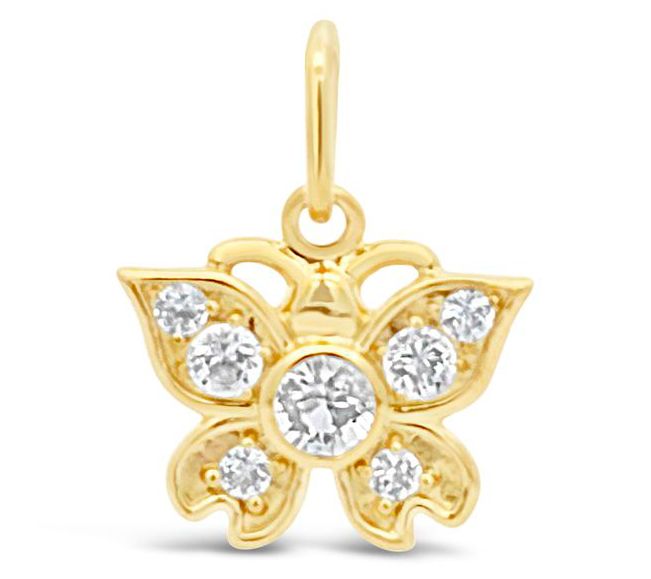Goddaughters 14K Gold Clad White Topaz Butterfly Charm