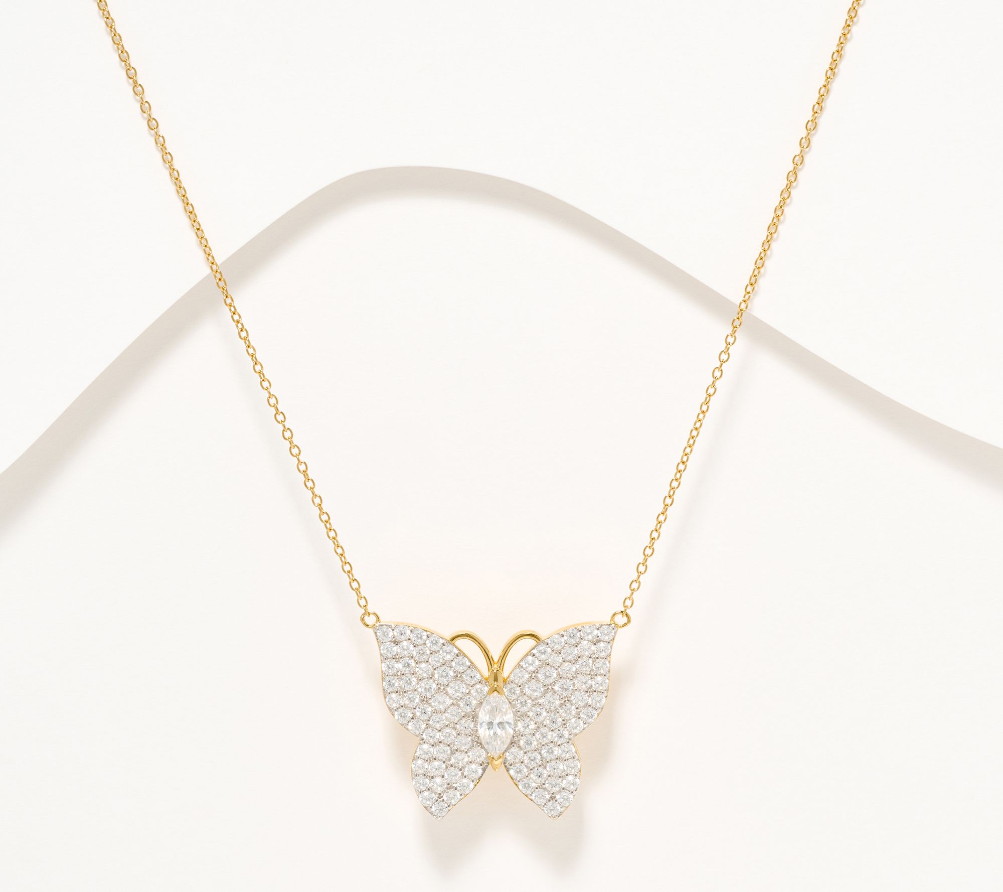  Diamonique x Jennifer Miller Pave Butterfly Necklace, Sterling Silver