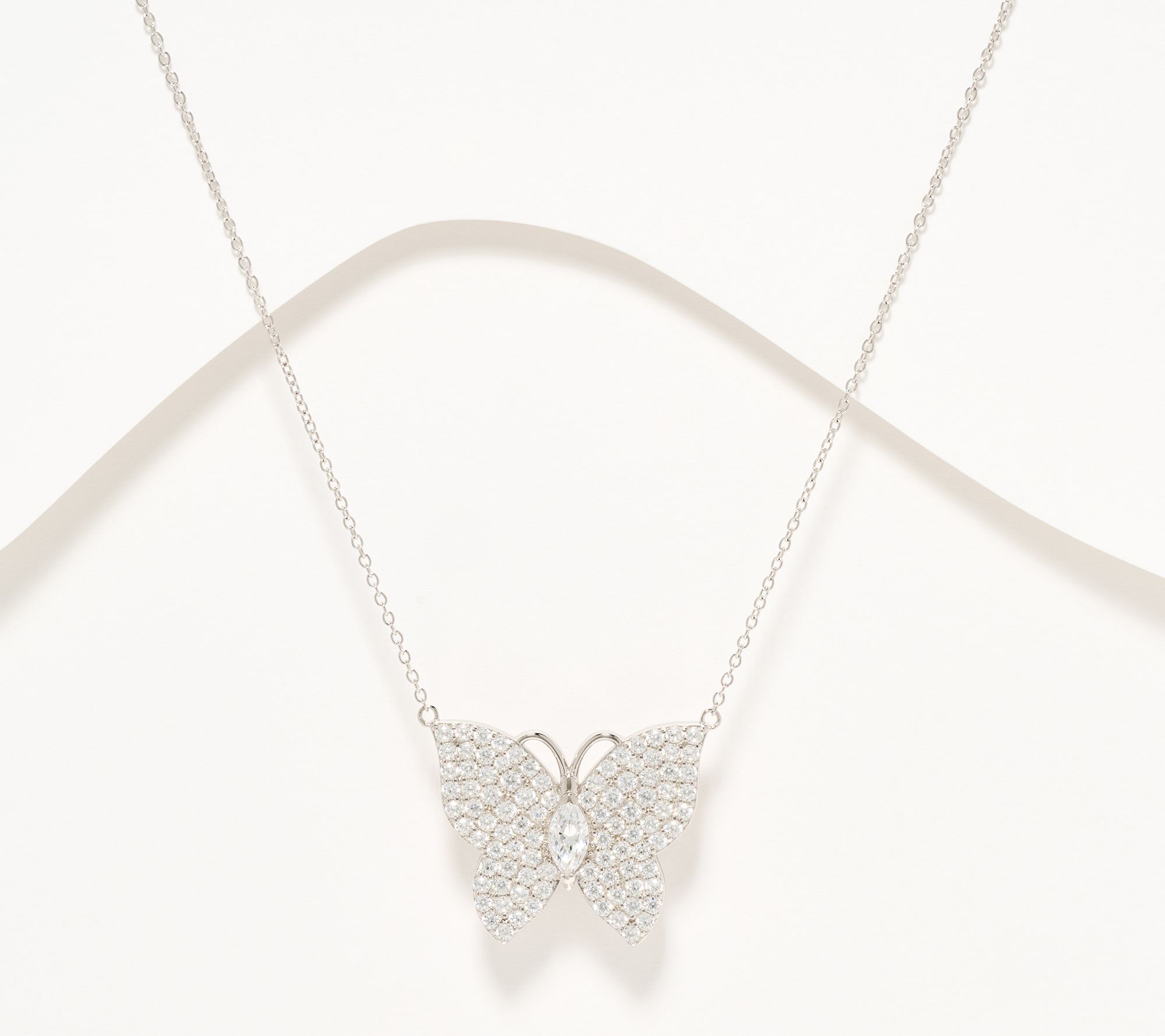 Diamonique x Jennifer Miller Pave Butterfly Necklace, Sterling Silver