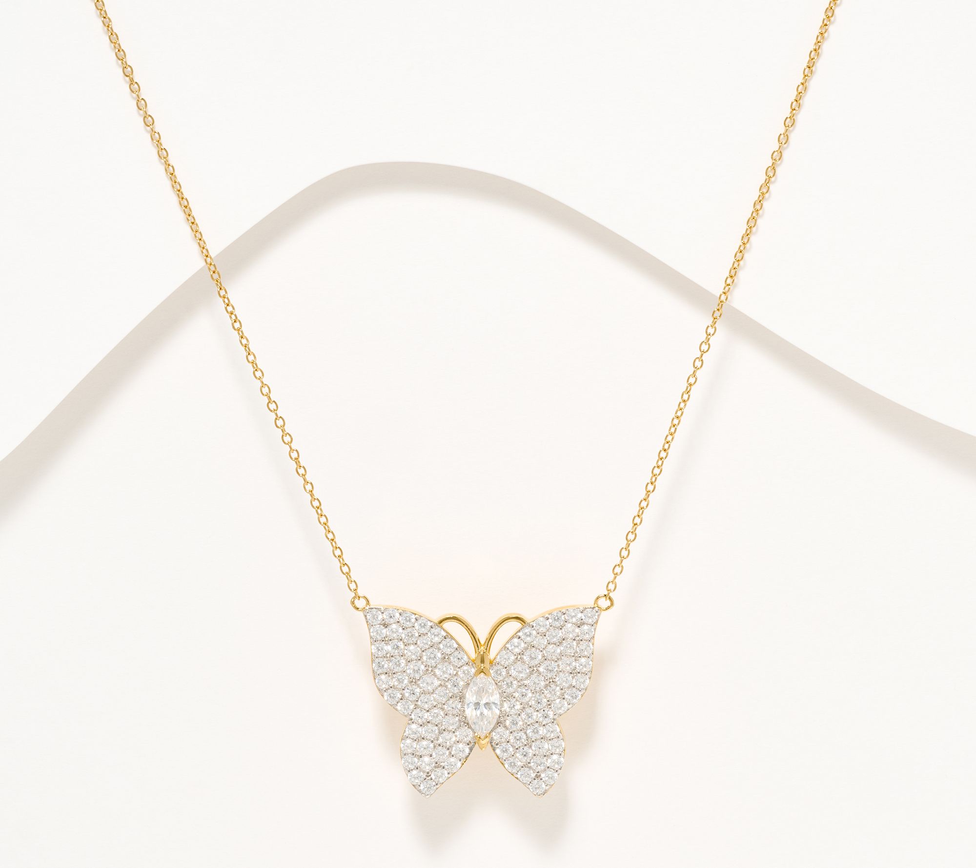 Diamonique x Jennifer Miller Pave Butterfly Necklace, Sterling Silver