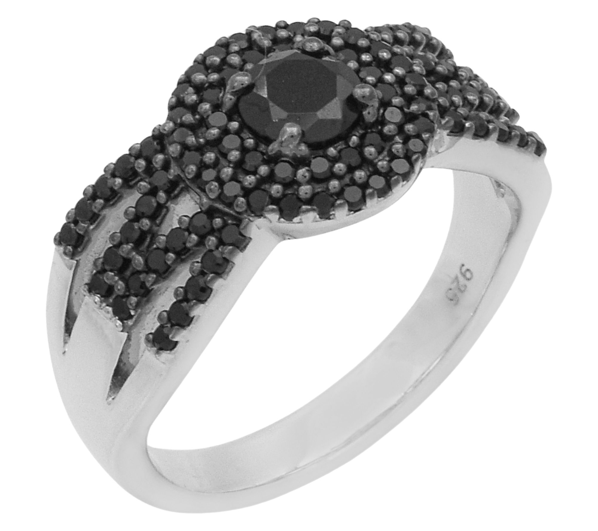 Affinity Gems Black Spinel Halo Ring, SterlingSilver