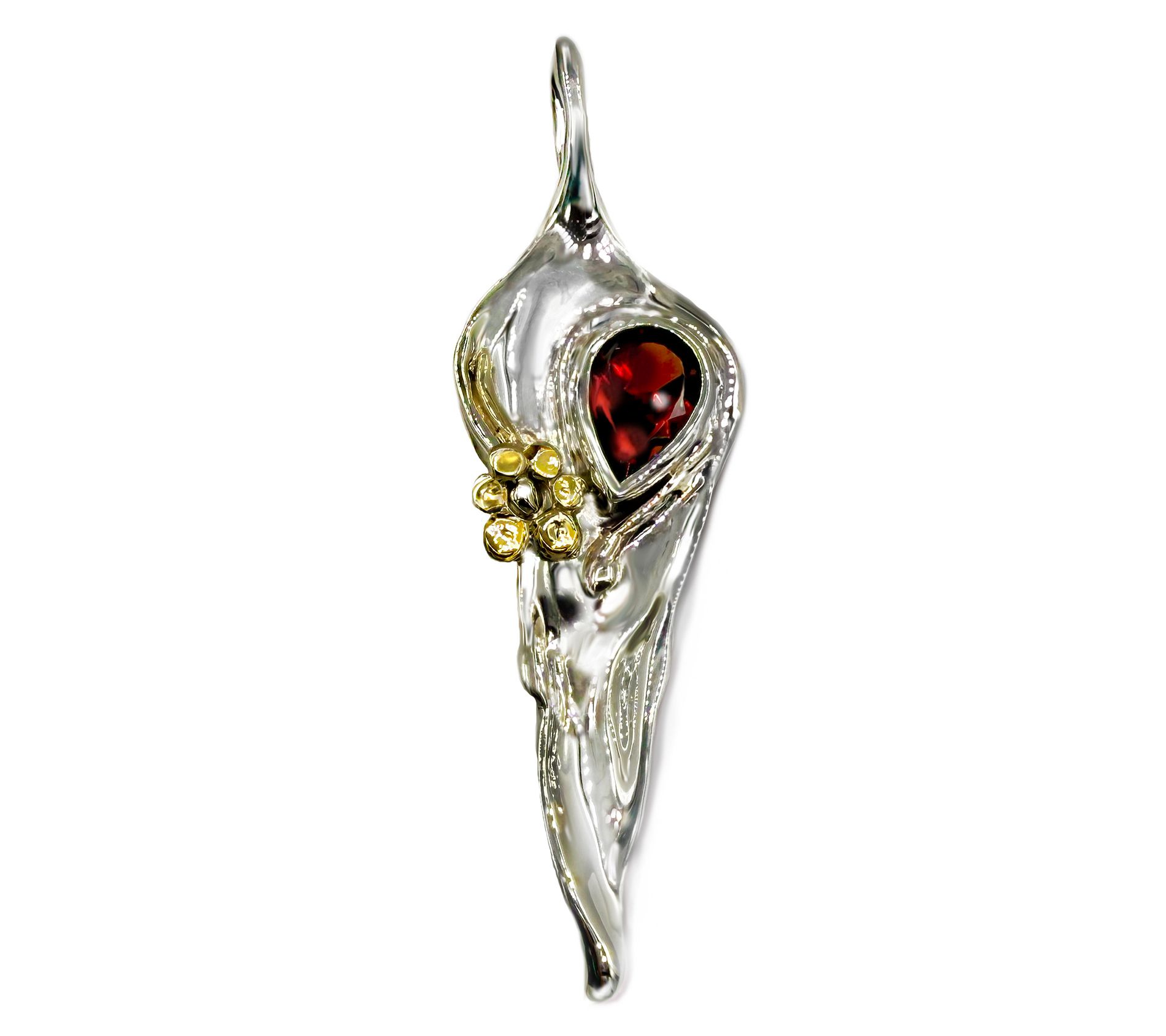 Hagit Sterling & 14K Gold With Gemstone MoltenDesign Pendant