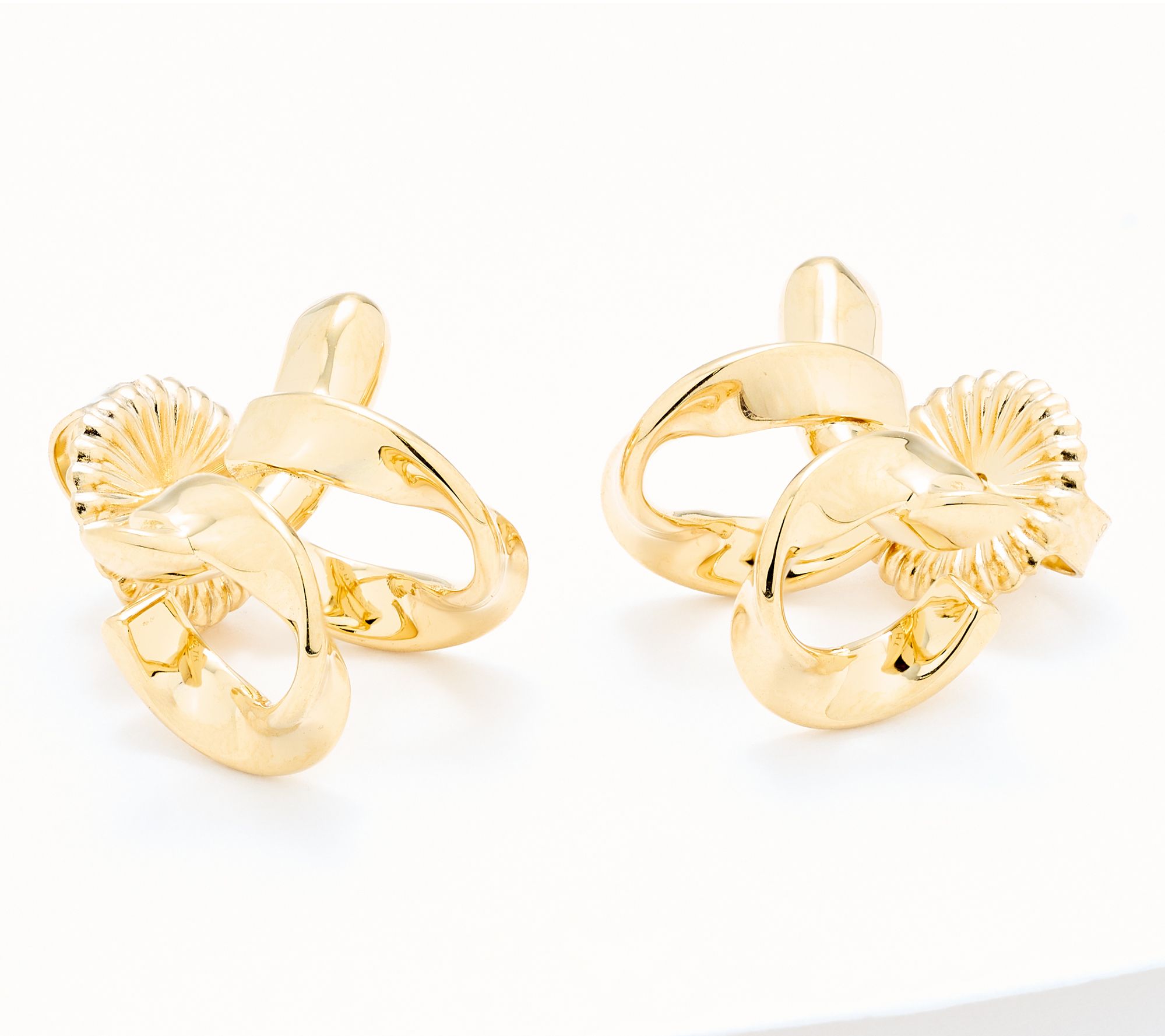 Christian James by Scott Grimes 14K Gold Clad Double Hoop Ripple Earrings