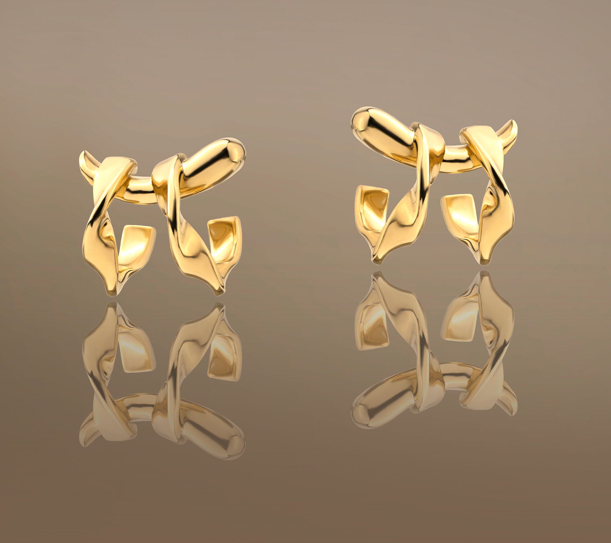Christian James by Scott Grimes 14K Gold Clad Double Hoop Ripple ...