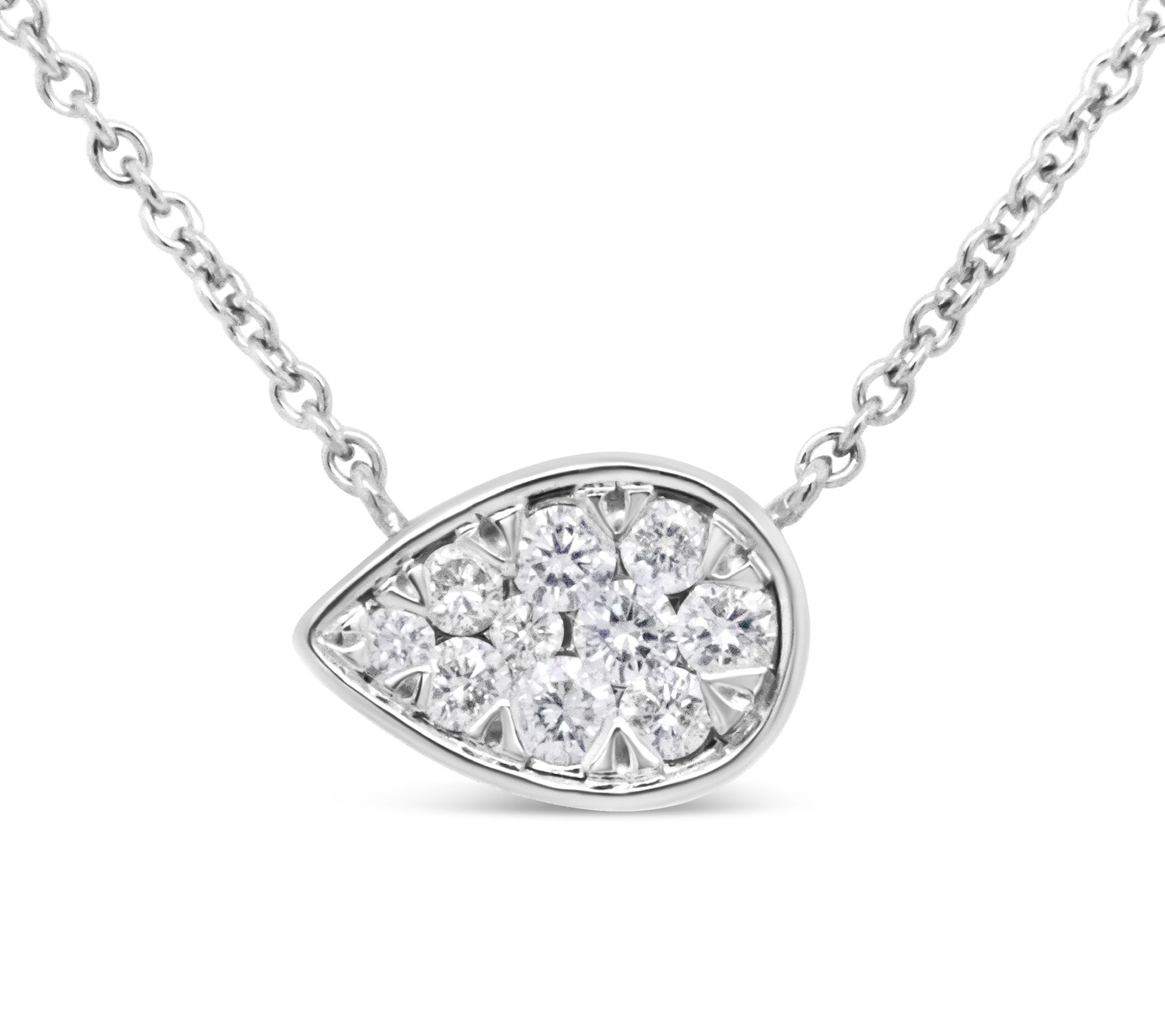 Haus of Brilliance Diamond Teardrop Necklace, 14K White Gold