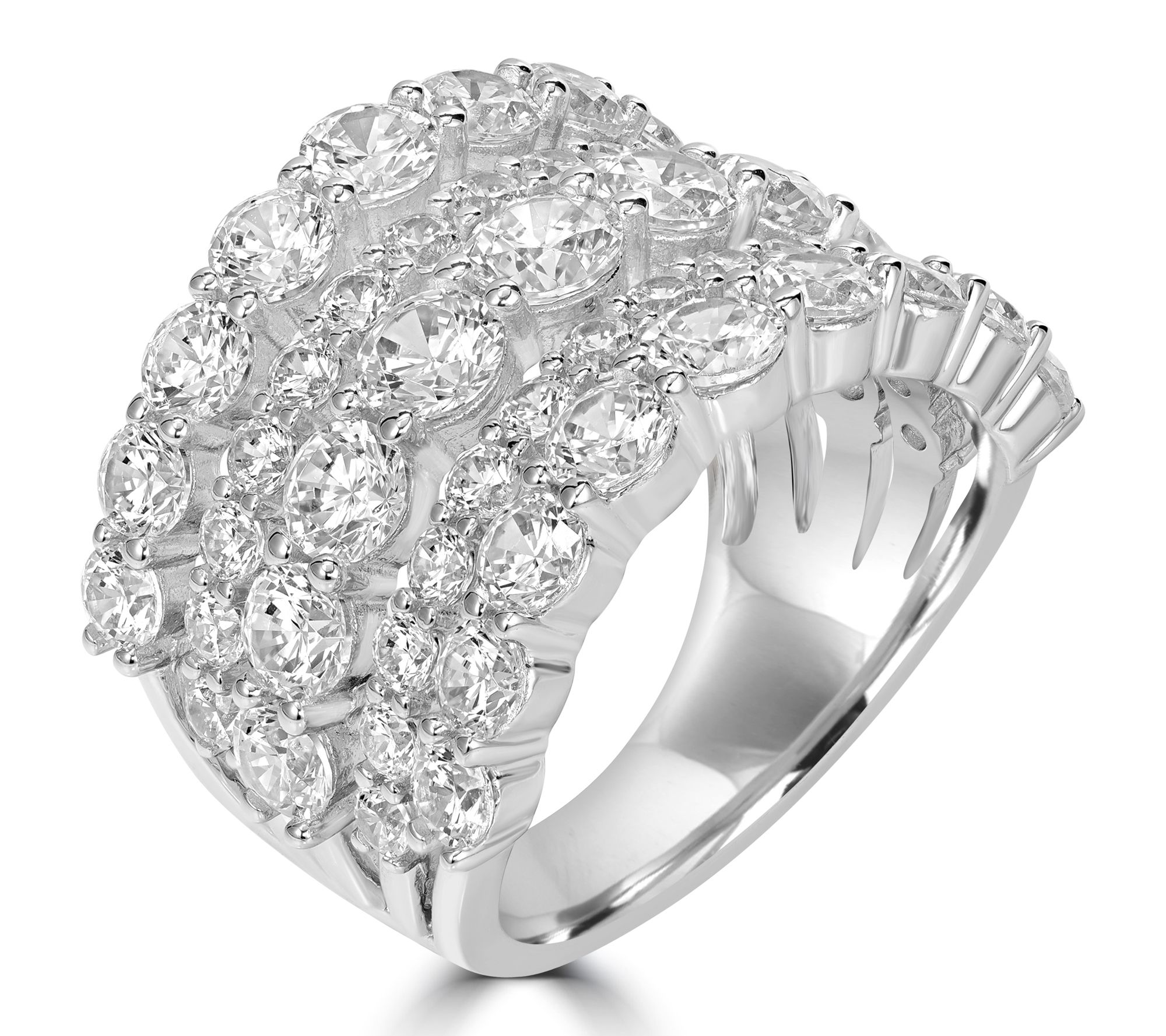 Diamonique x Kathy Levine Bold Multi-Row Ring,Sterling Silver