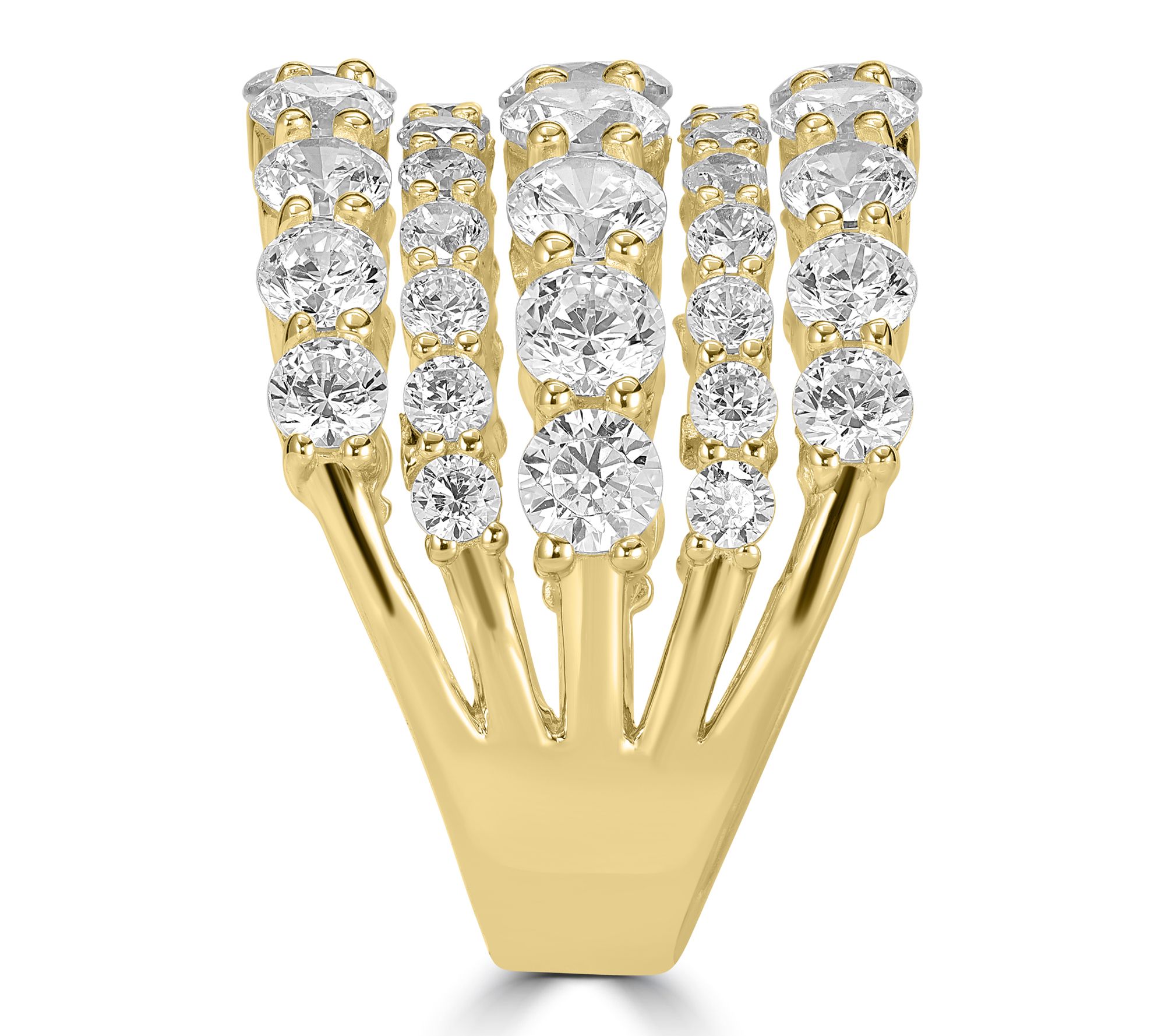 Diamonique x Ka thy Levine Bold Multi-Row Ring , Sterling Silv