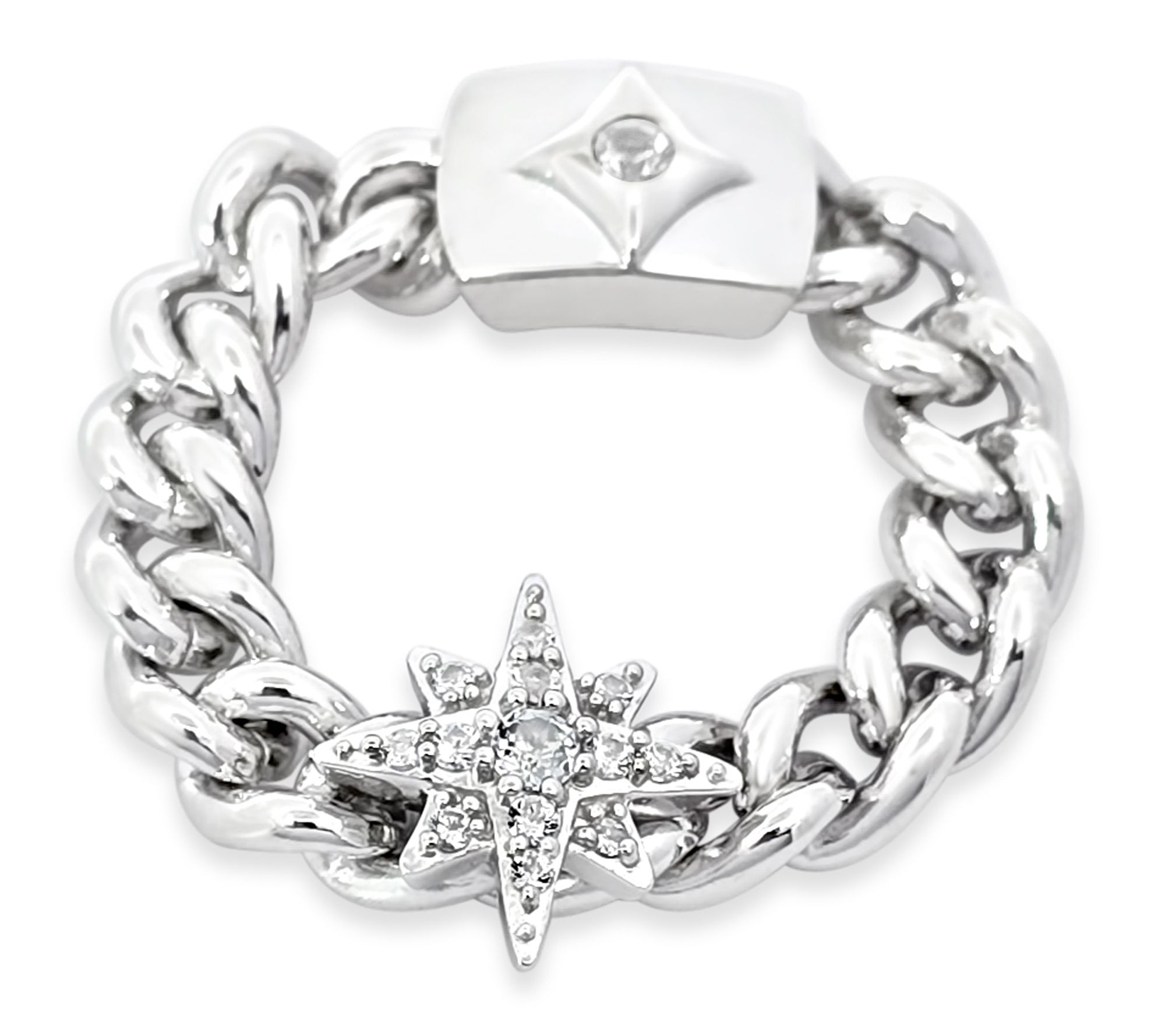 Margo Manhattan Sterling White Topaz Stella Chain Ring