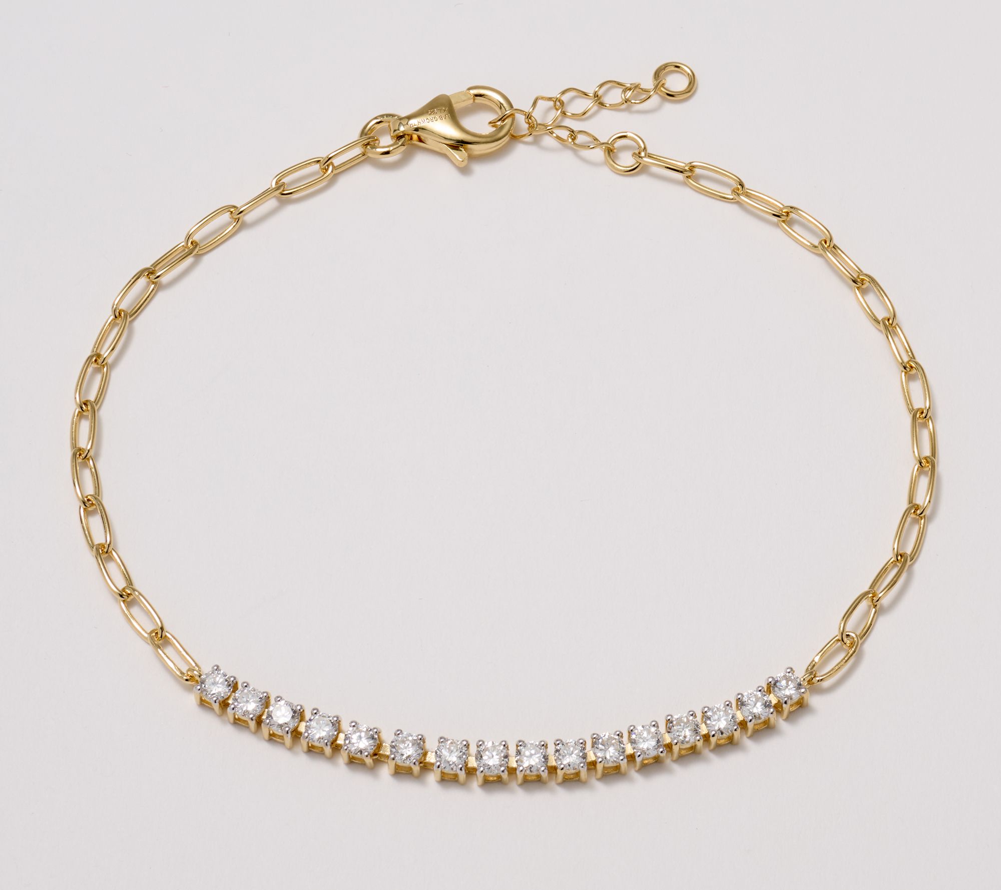 Fire Light Lab Grown Diamond 1.00 cttw Paperclip Bracelet, Sterl