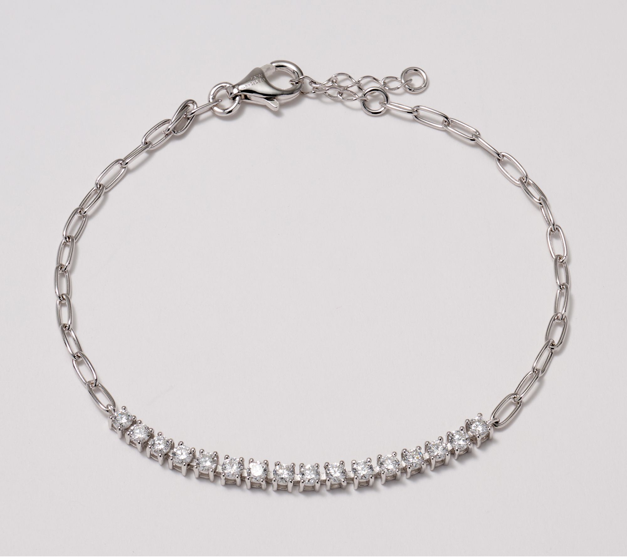 Fire Light Lab Grown Diamond 1.00 cttw Paperclip Bracelet, Sterl