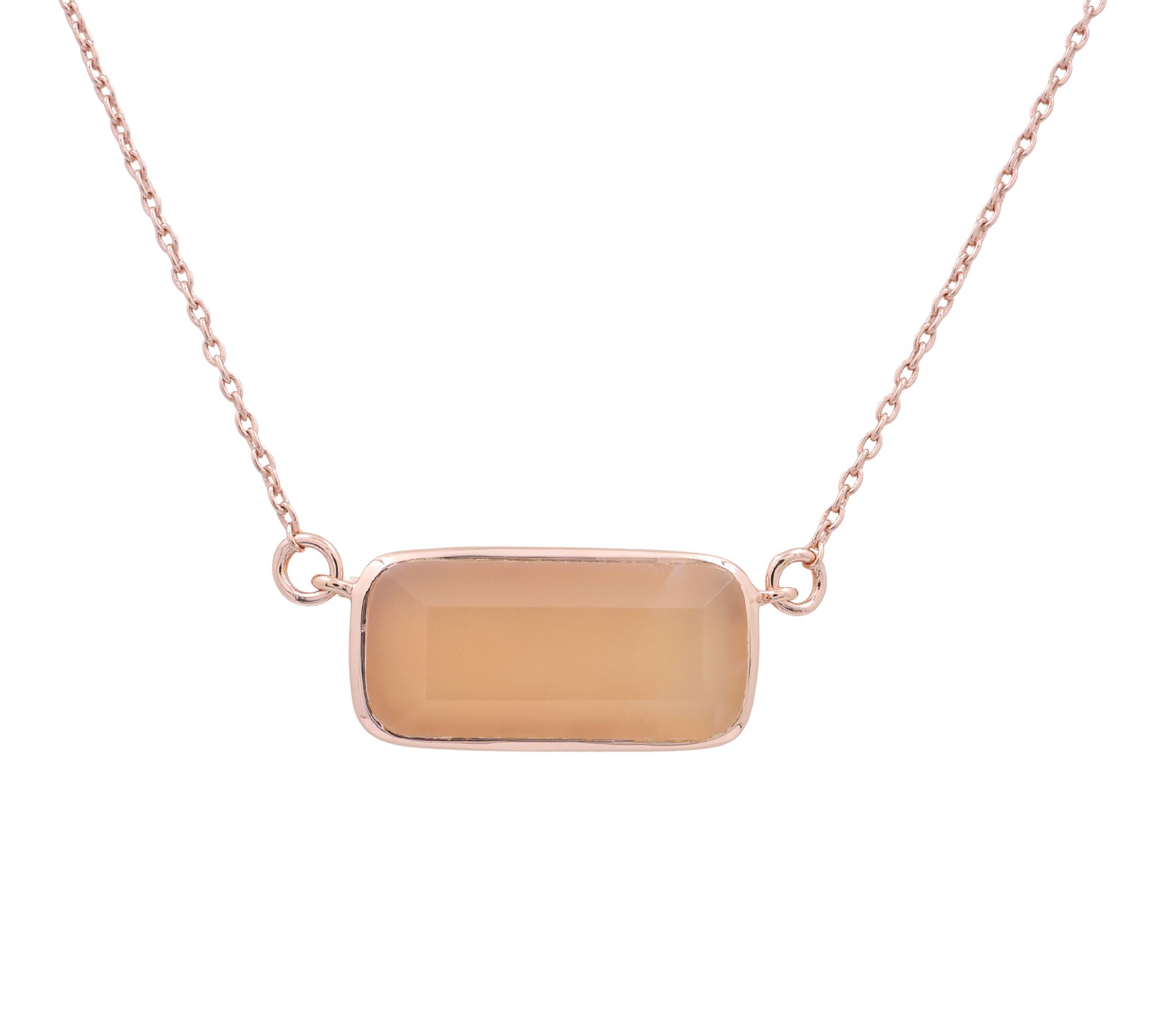 Affinity Gems Pink Moonstone Necklace, 14K Rose Gold Plated