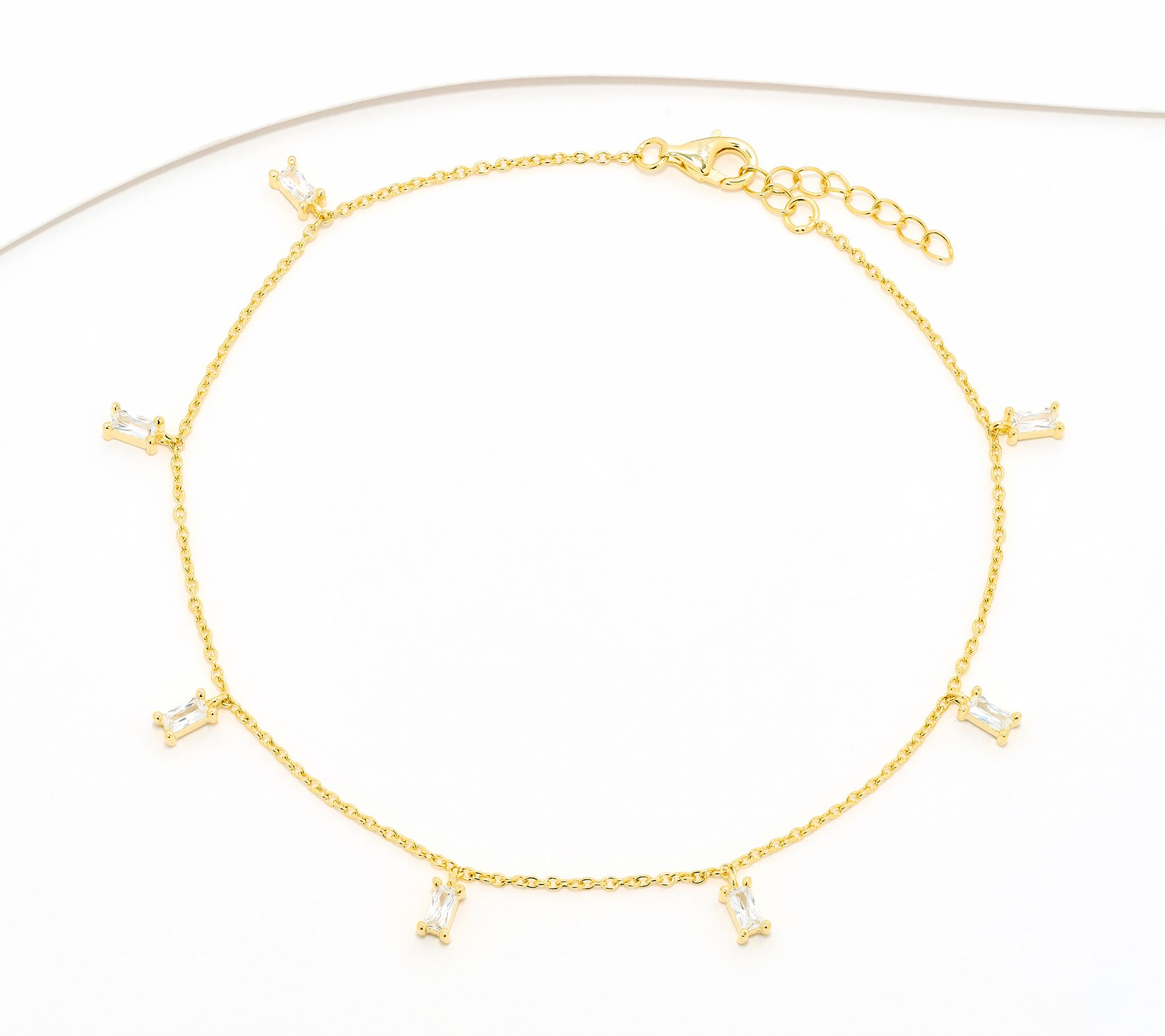 "As Is" Diamonique Classics Baguette Anklet Sterling Silver