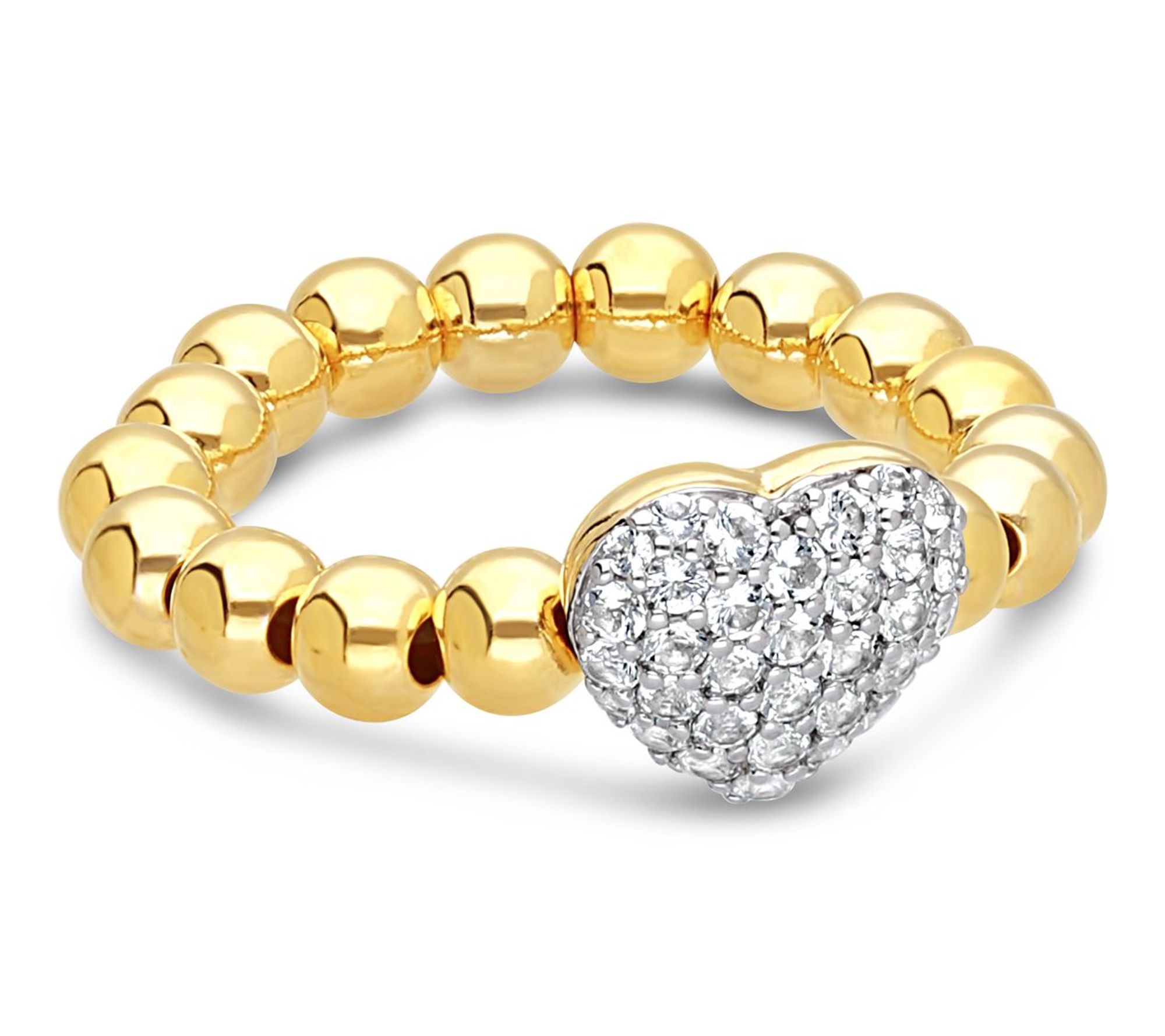 Elyse Ryan 14K Gold Clad Beaded Topaz Pave Heart Ring