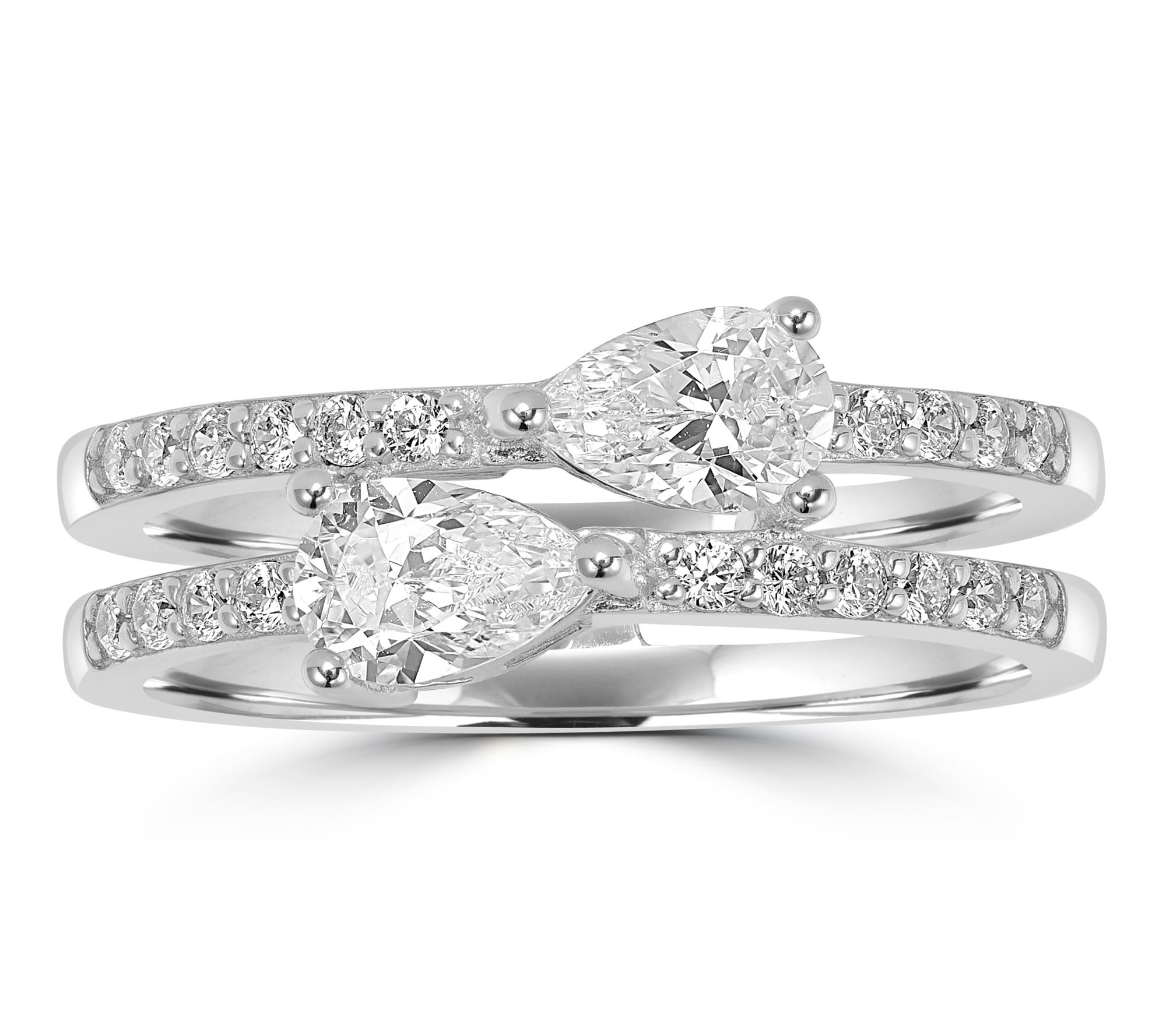 Diamonique x Kathy Levine Double Band Ring, Sterling