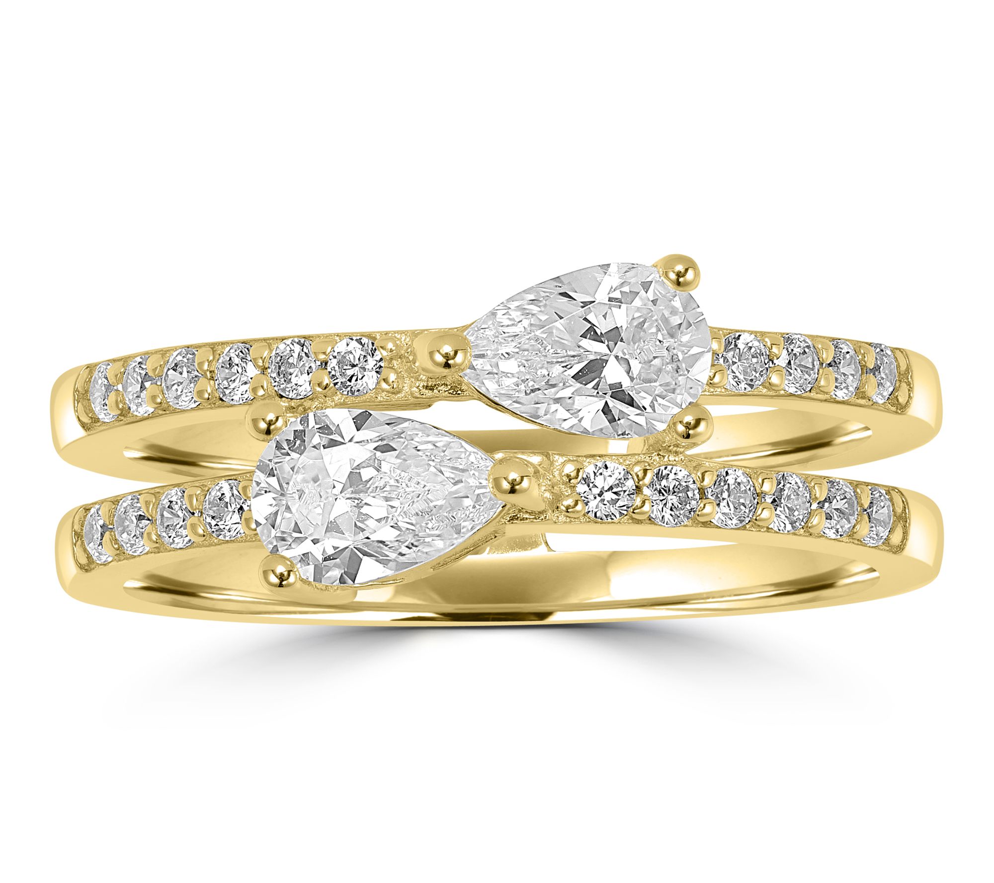 Diamonique x Kathy Levine Double Band Ring, Sterling