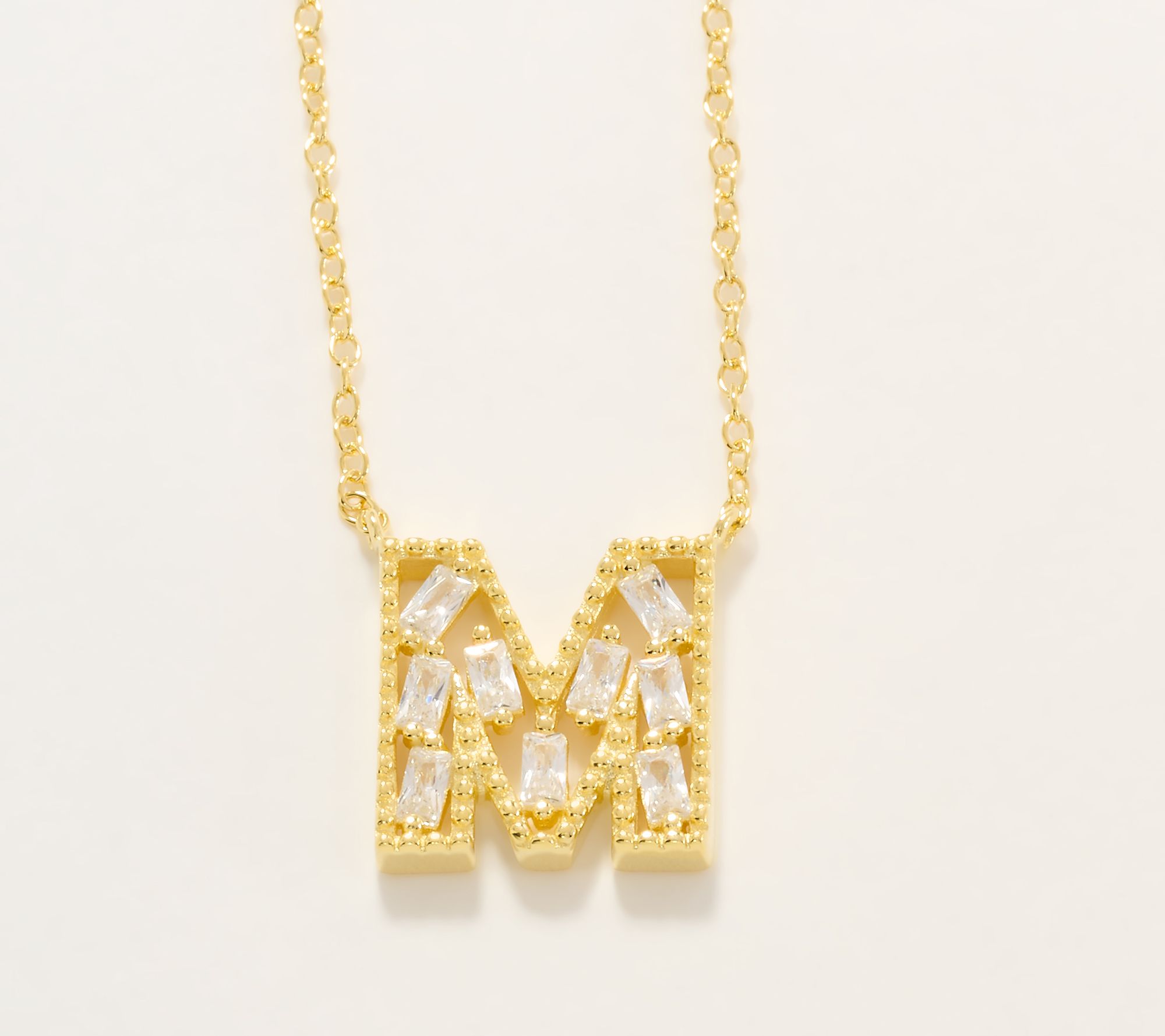 "As Is" Diamonique Pave Initial Necklace, 14K Plated