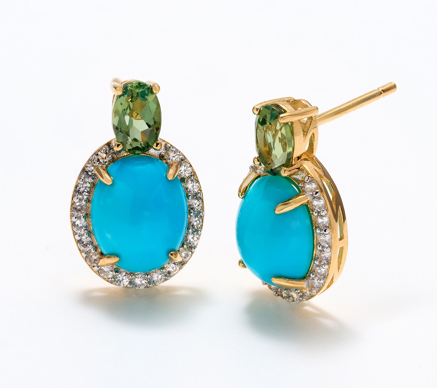 Affinity Gems Sleeping Beauty Turquoise & Green Earring, Sterling
