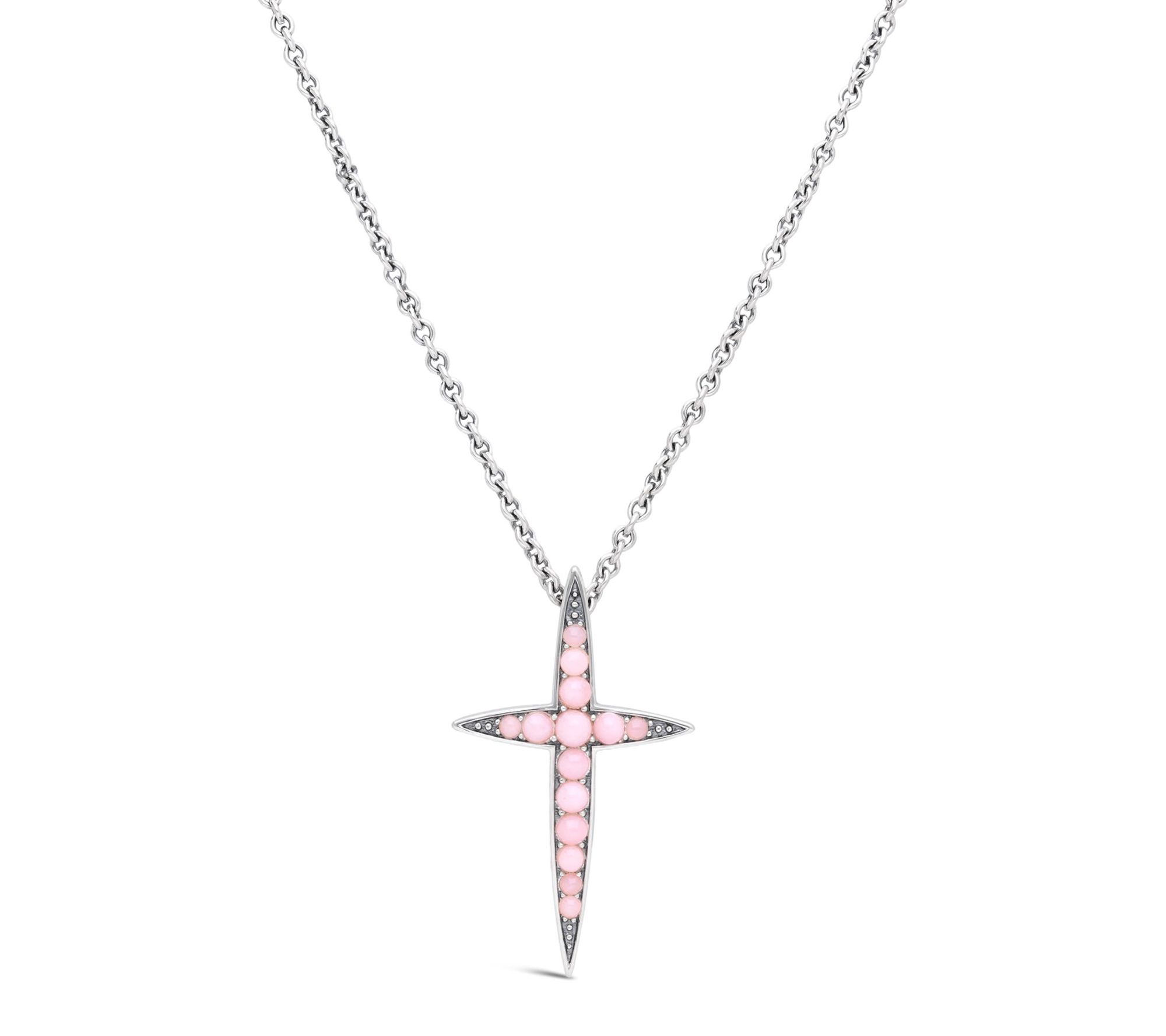 Tiffany Kay Studio Sterling Pink Opal Cross Pendant w/ Chain