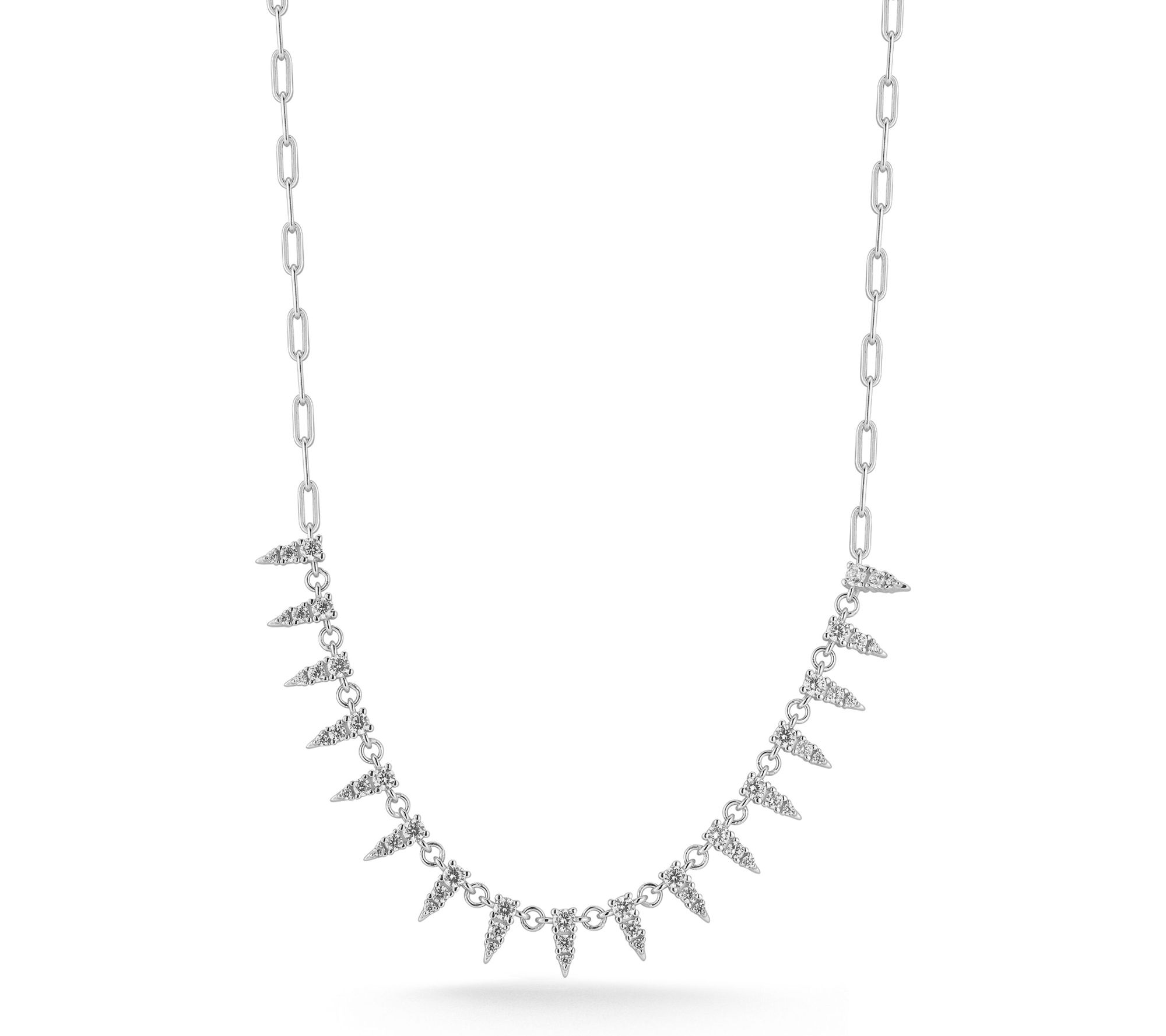Sterlina Silver Pave Spike Charm Necklace, Sterling