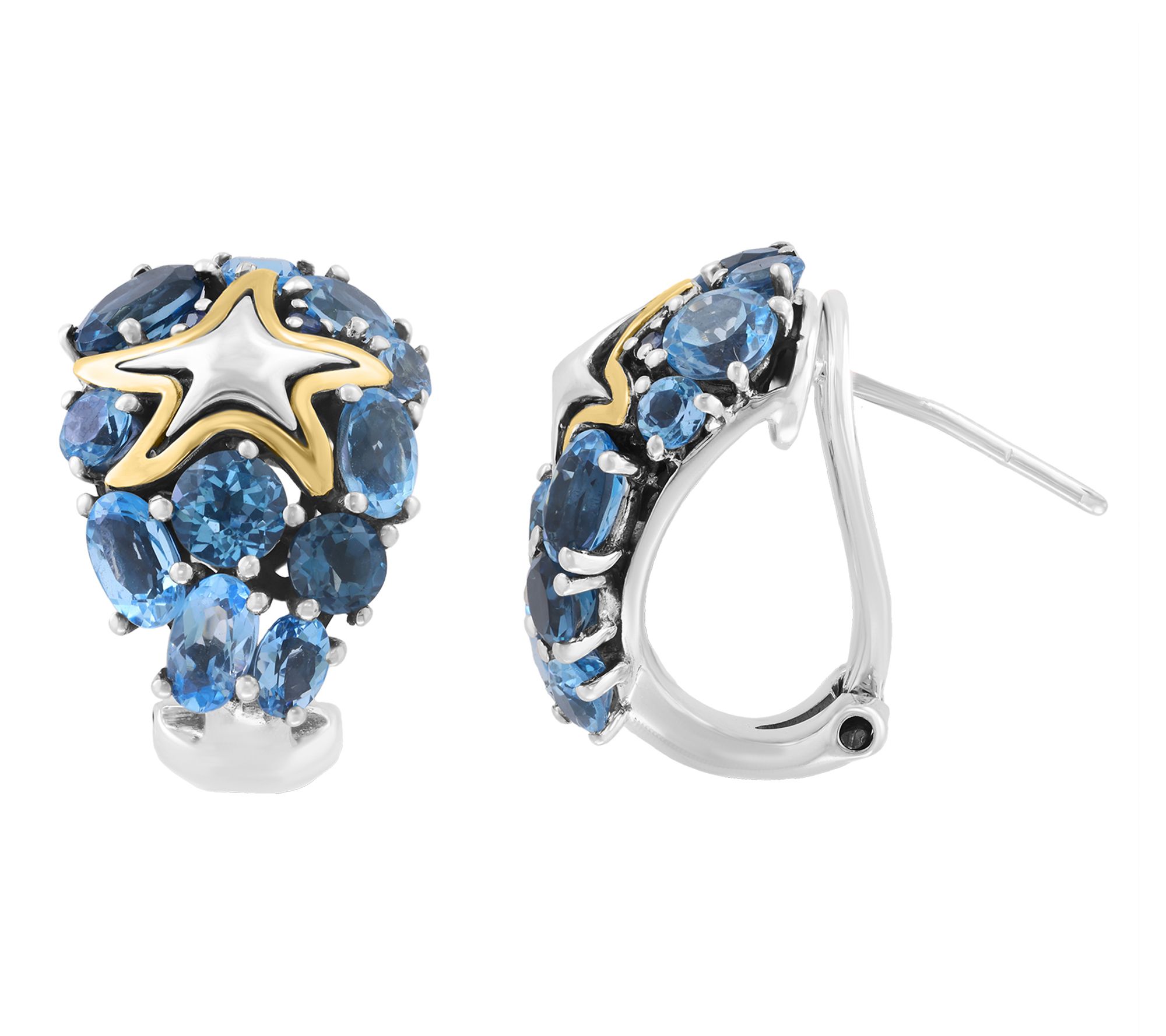 Effy Topaz & Sapphire Star Earrings, Sterling Silver