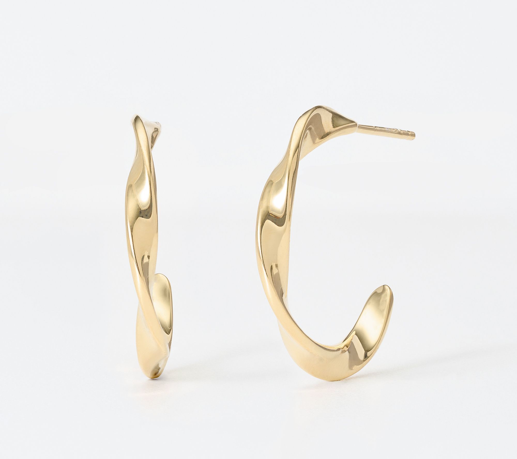 Christian James by Scott Grimes 14K Gold Plated 1" Ripple Hoop Earrings