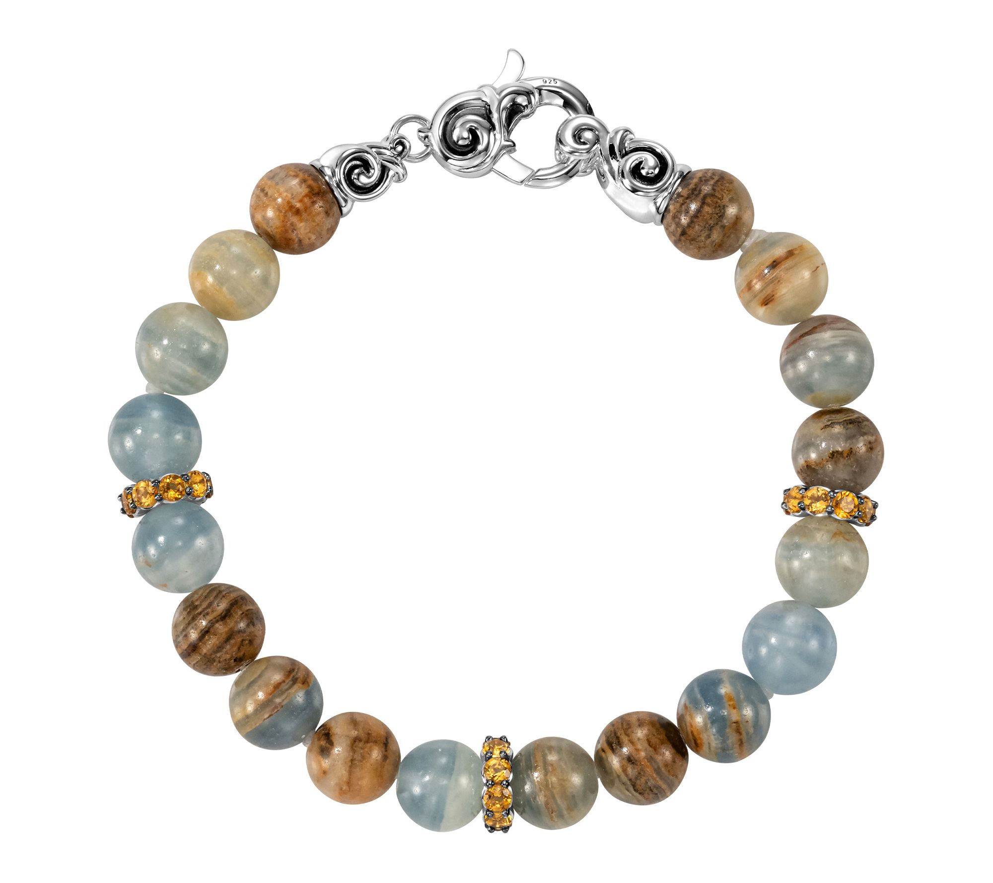 Third Person Sterling Silver Pave & Blue Calcite Bead Bracelet
