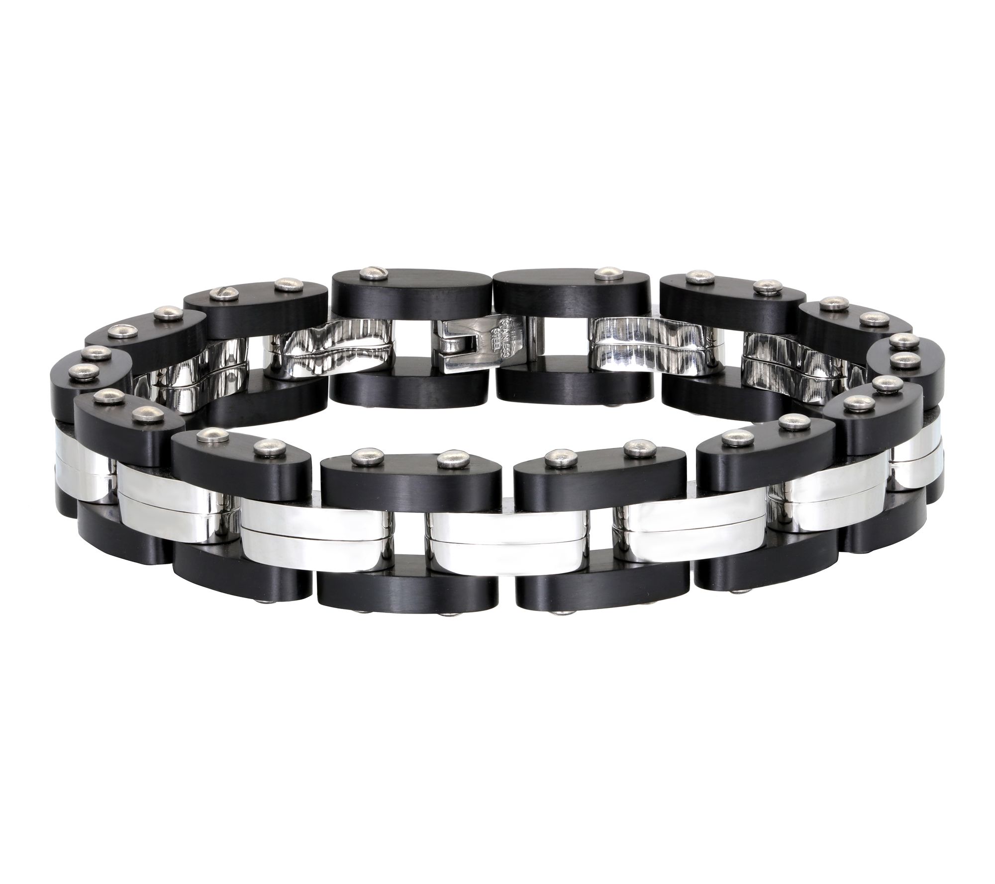 LYNX Men's Stainless Steel Black Ion Plated Two-Tone Bracelet