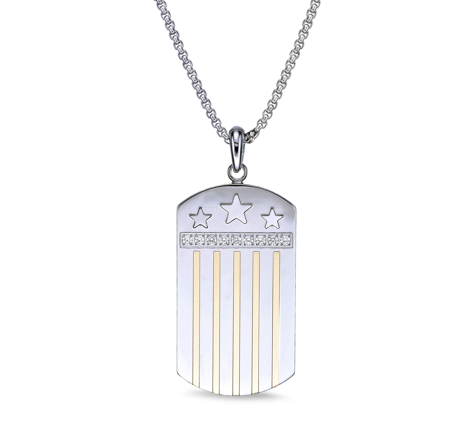 LYNX Men's Stainless Steel Flag Dog Tag w/ BoxChain