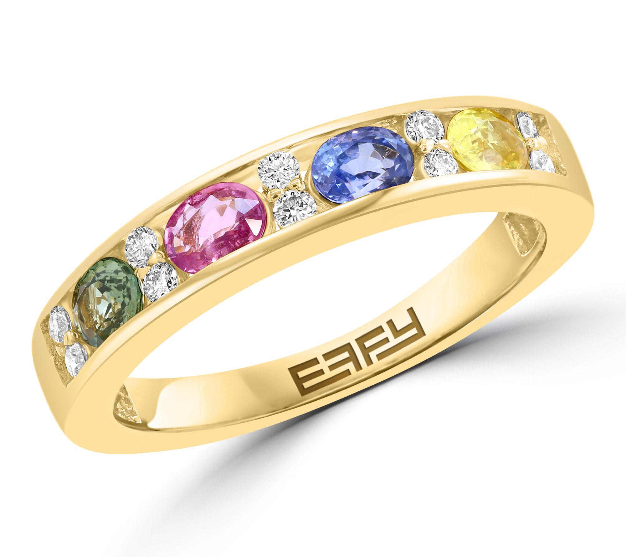 Effy Diamond & Oval Multi-Sapphire Band Ring, 14K Gold