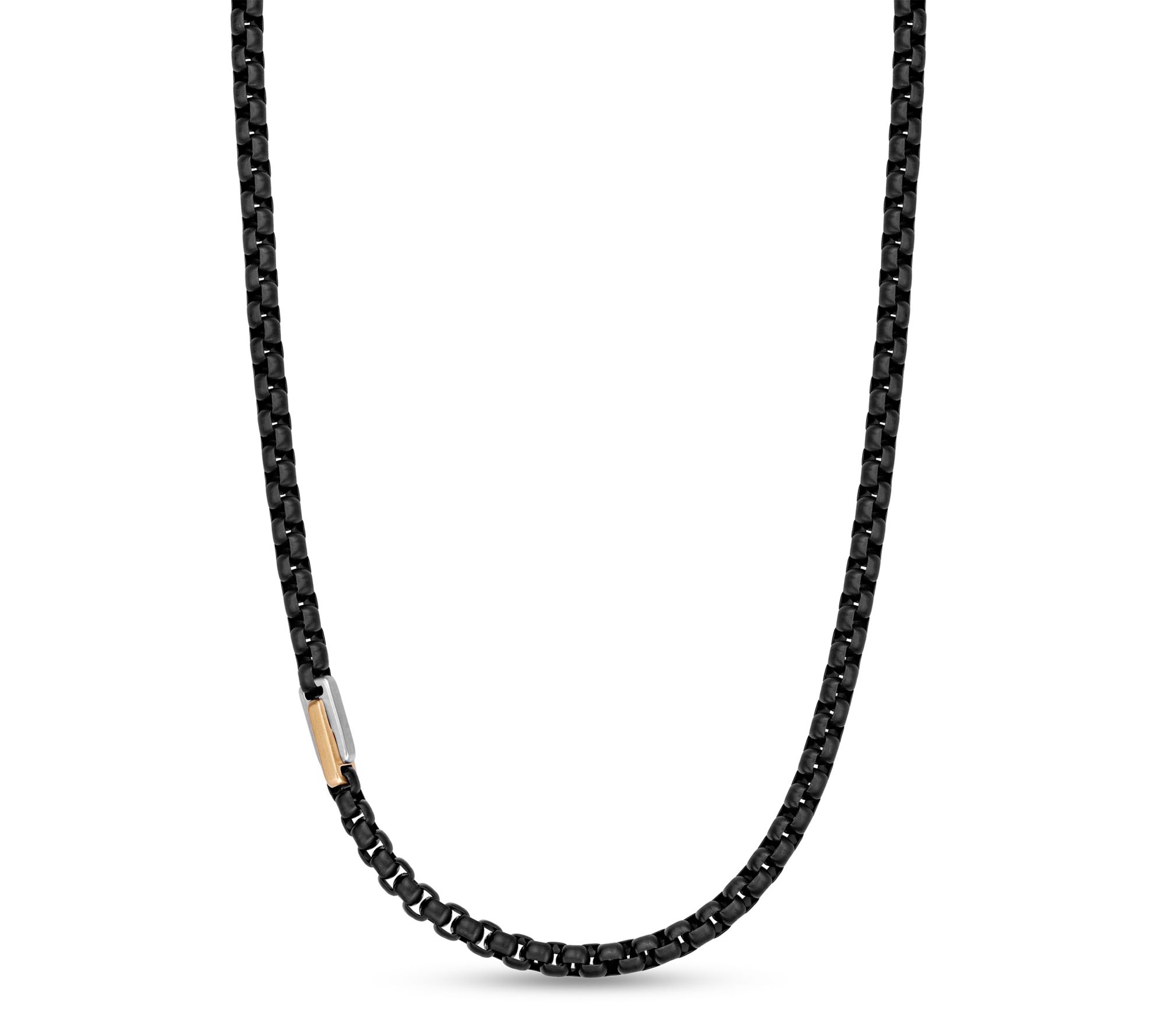 LYNX Men's Two-Tone Stainless Steel Station Chain Necklace