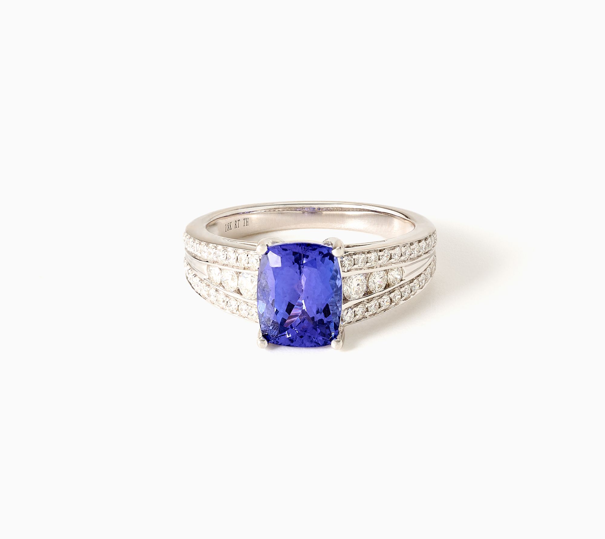 Pure Tanzanite by Jeff Moseley Cushion Cut Band Ring, 18K