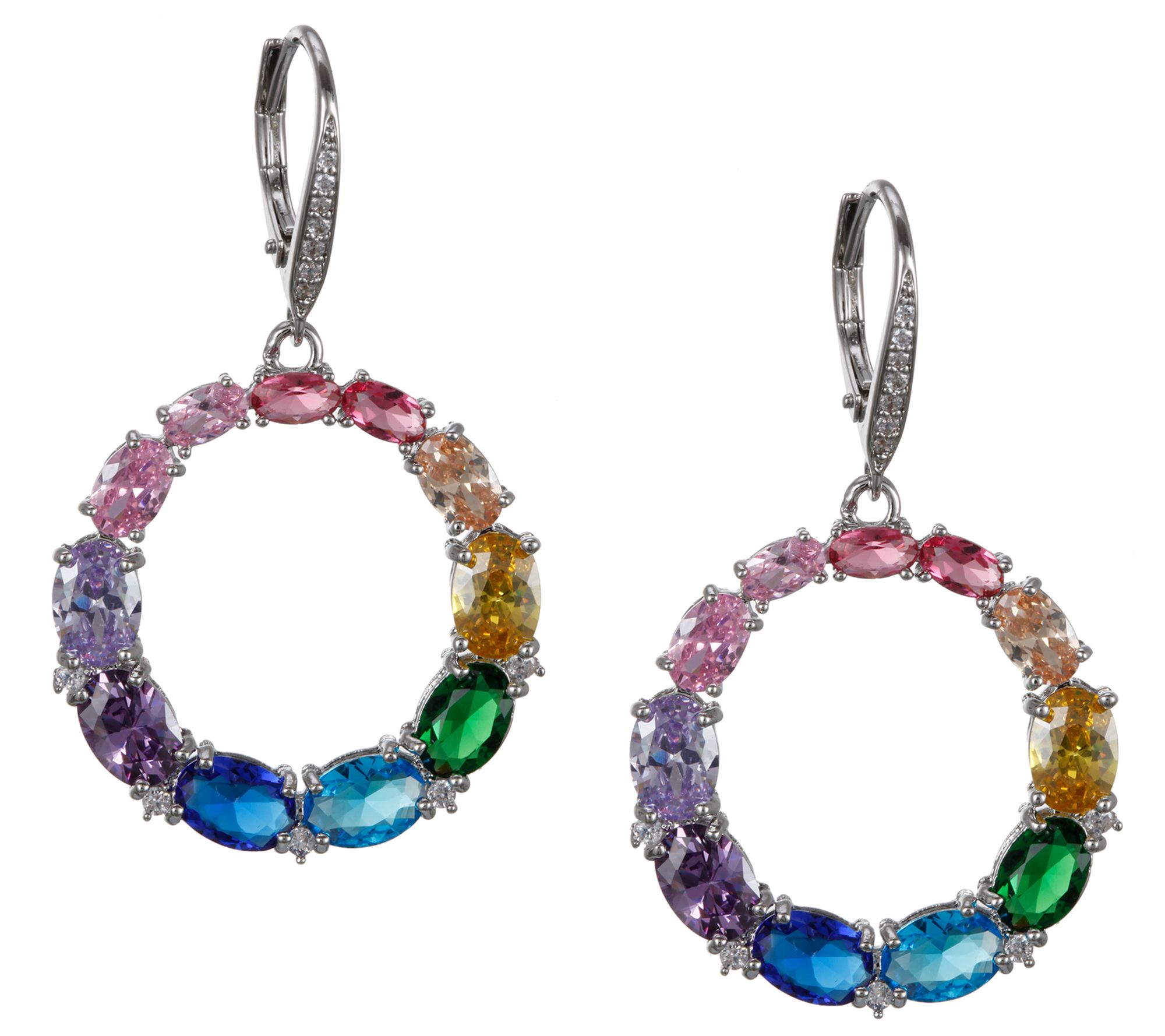 Nina Jewelry Rainbow Frontal Hoop Earrings - QVC.com