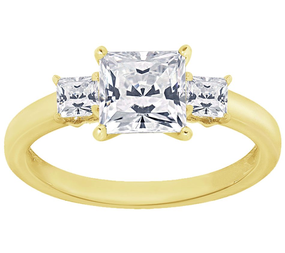 Diamonique 1.00 cttw Princess-Cut 3-Stone R ing, Sterling