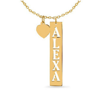 14K Gold-Plated Sterling Personalized Bar Necklace - J487365