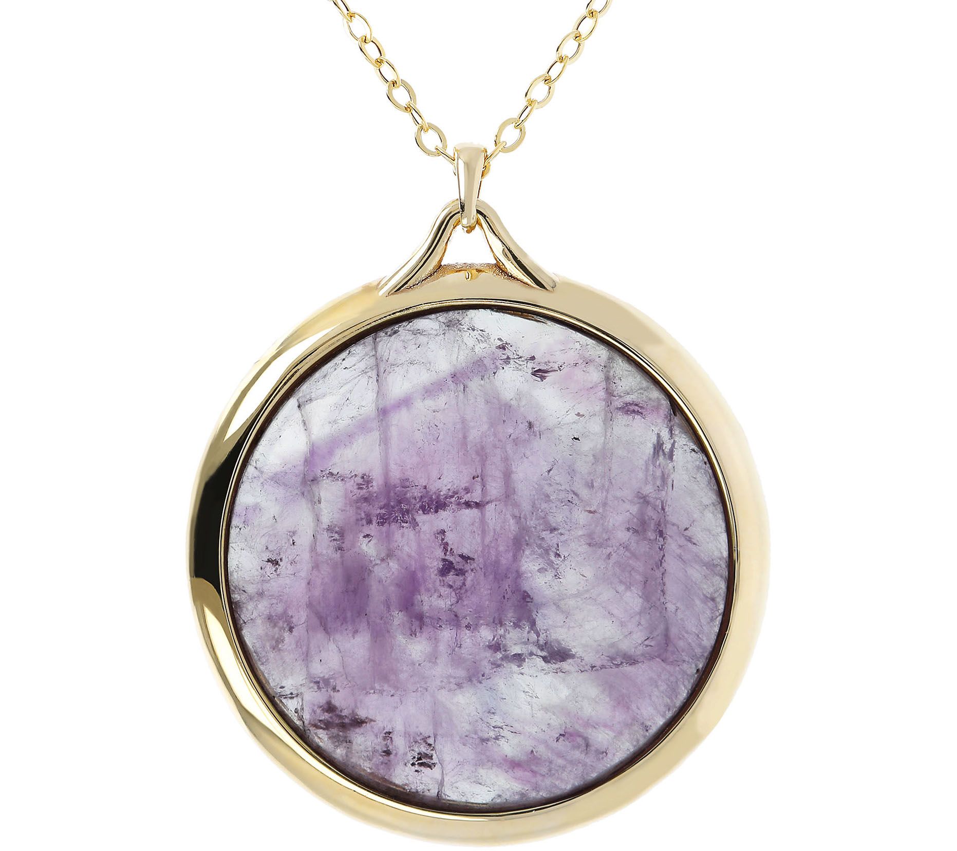Gem Gossip Gemstone Round Pendant w/ Chain, 10KGold