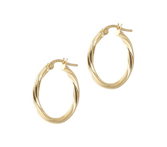 Italian Gold 3/4" Round Twisted Hoop Earrin gs,18K Gold