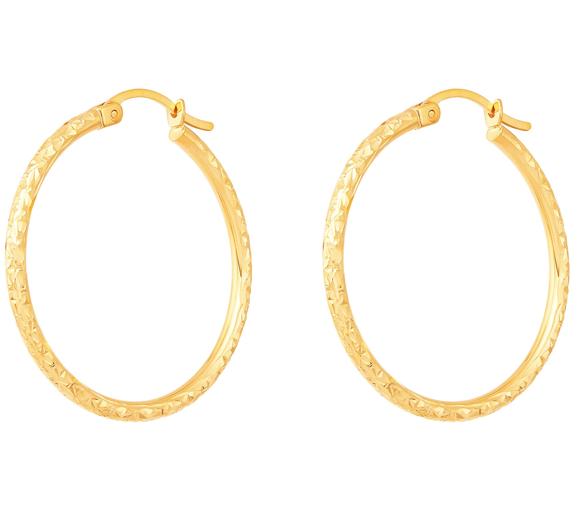 EternaGold 11/8" DiamondCut Hoop Earrings, 14K Gold
